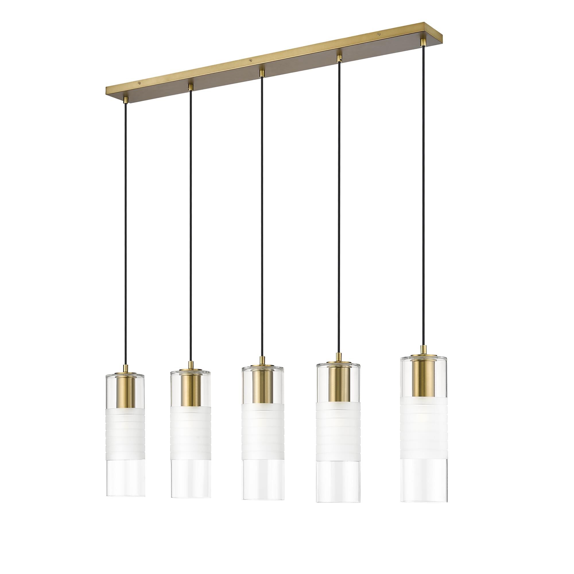 Shown in Modern Gold finish and Clear and Frosted glass