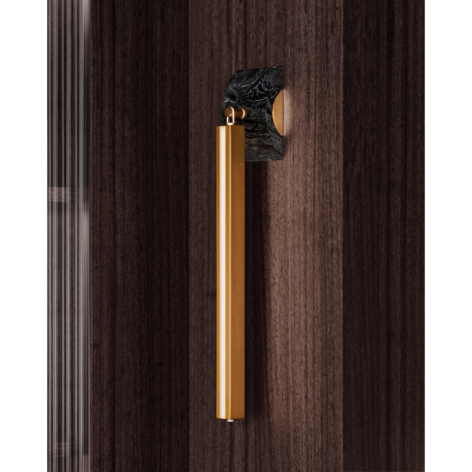 Shown in Vintage Brass finish and Opal Matte glass