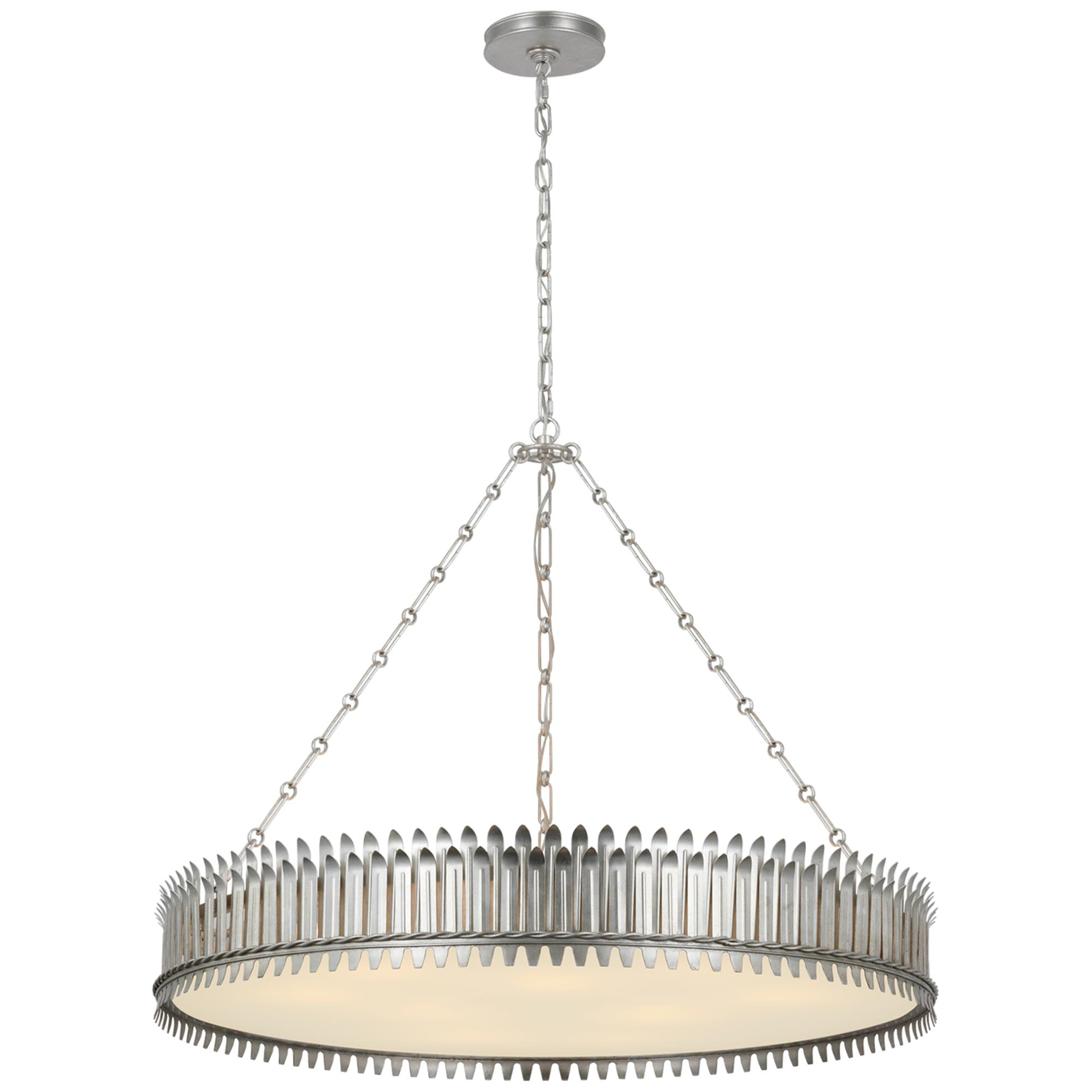 Shown in Burnished Silver Leaf finish and Frosted Acrylic glass