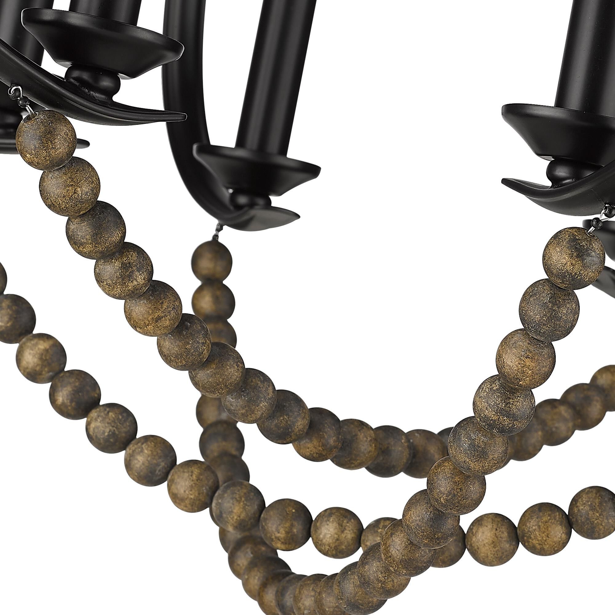 Shown in Matte Black finish and Espresso Wood Beads shade