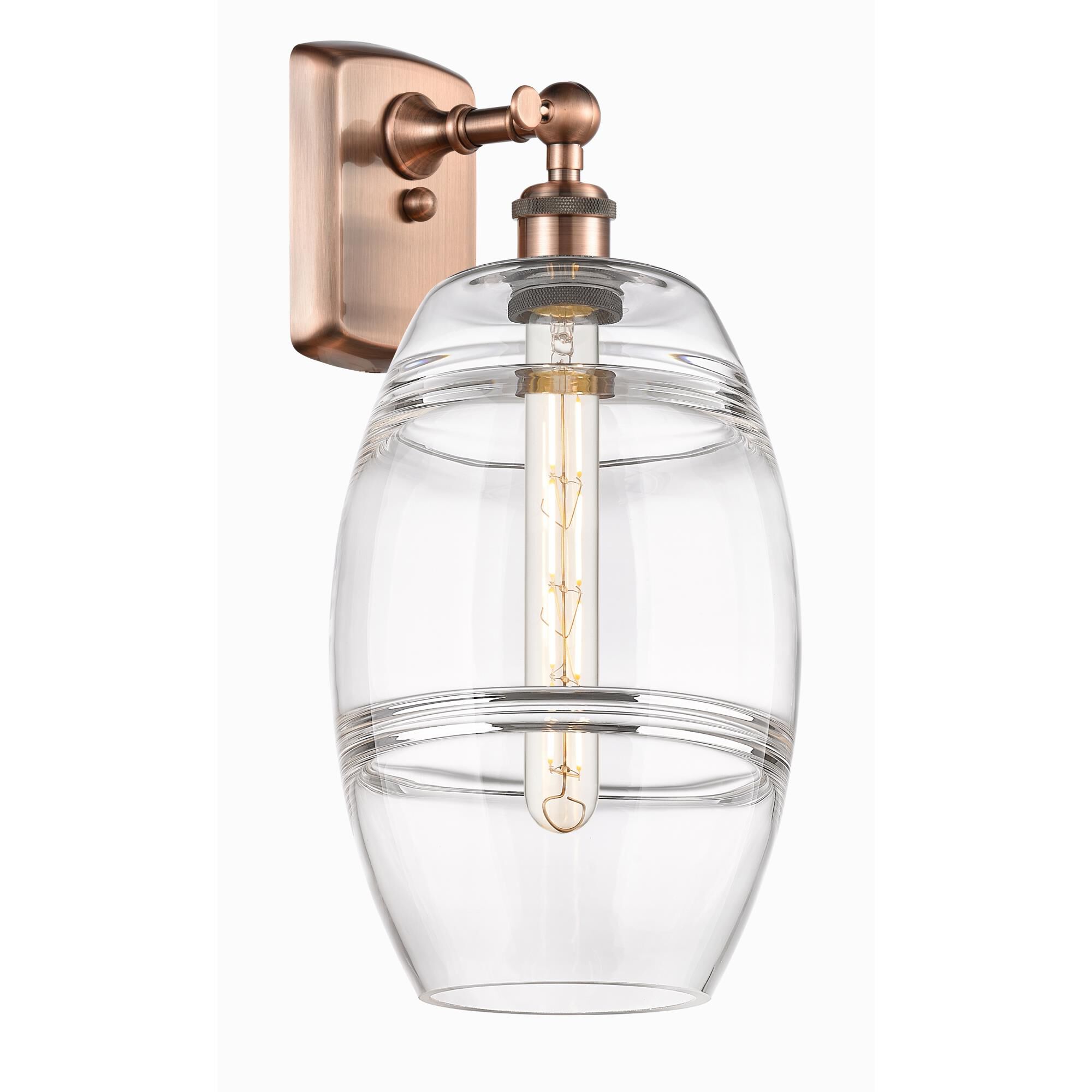 Shown in Antique Copper finish and Clear glass