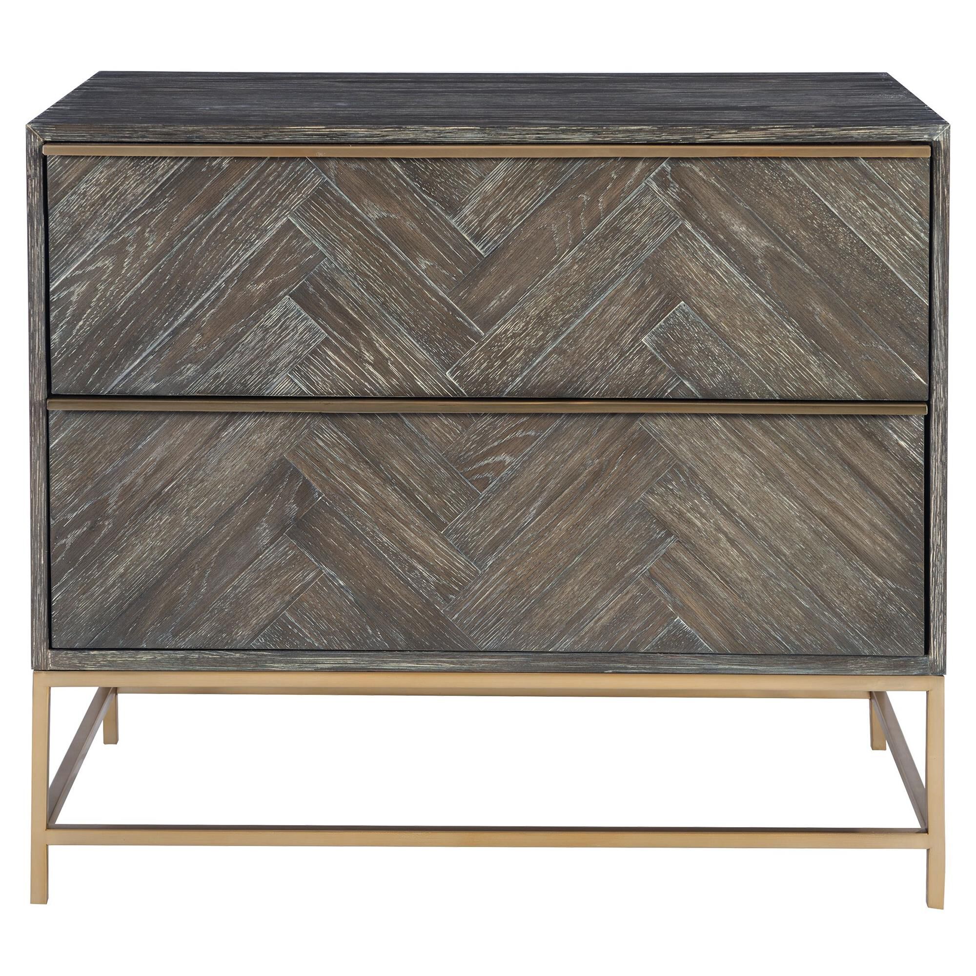 Shown in Showcasing Understated Style, This Two Drawer Chest Is Layered In A Dark Walnut Finished Oak Veneer  finish