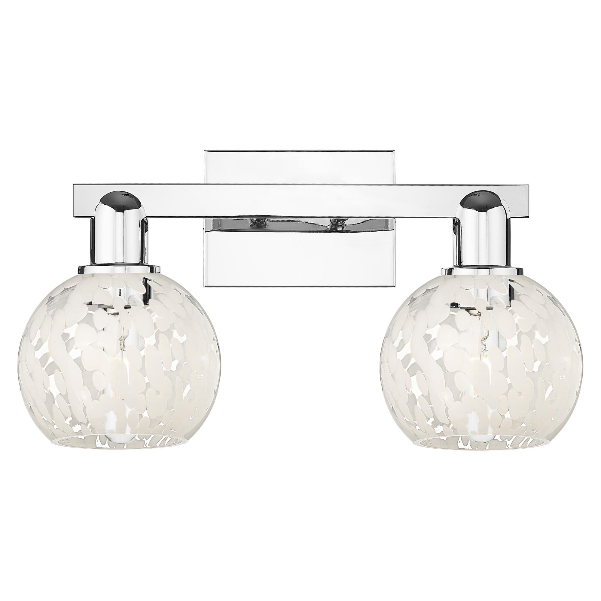 Shown in Polished Chrome finish and White Mouchette glass