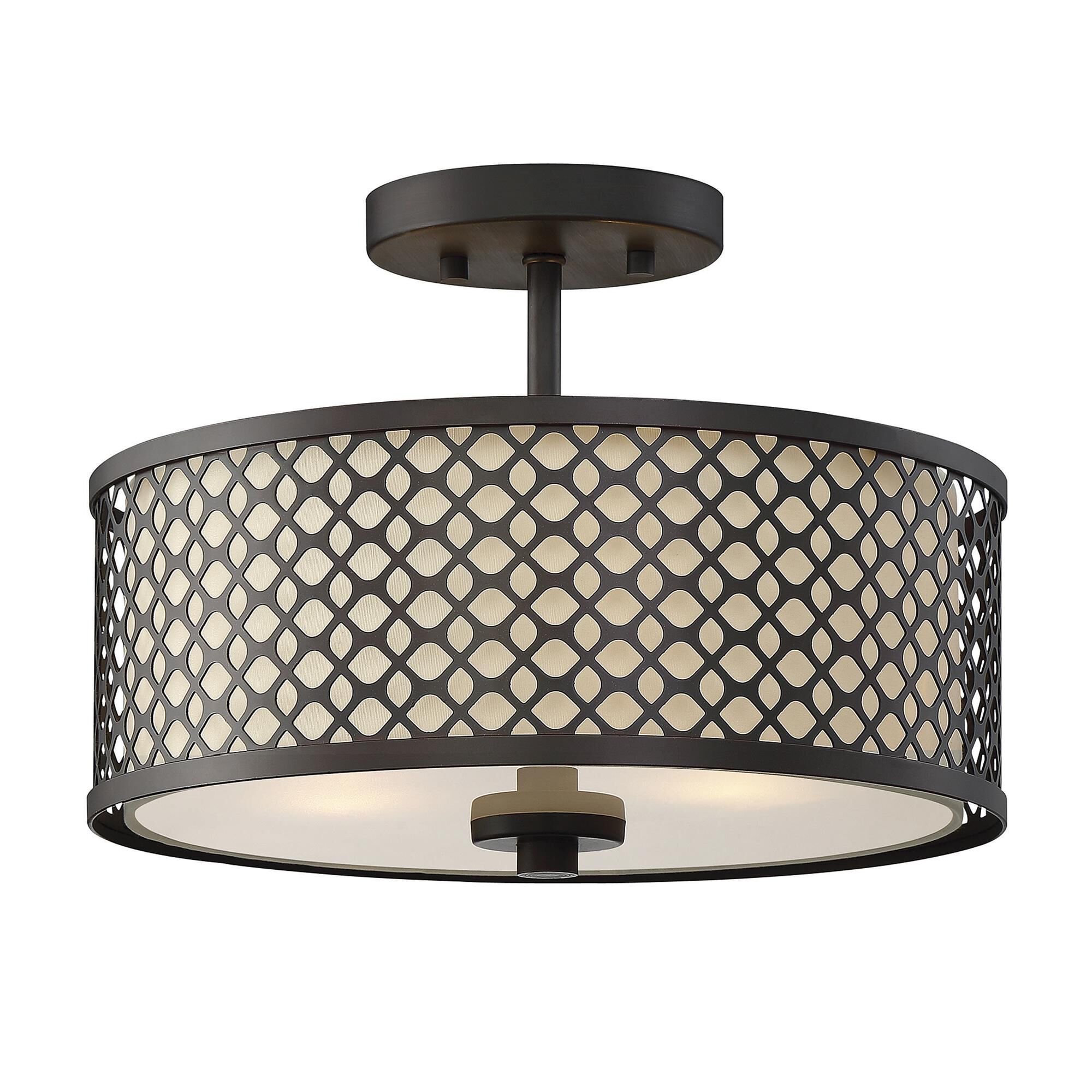 Shown in Oil Rubbed Bronze finish and Cream Fabric shade