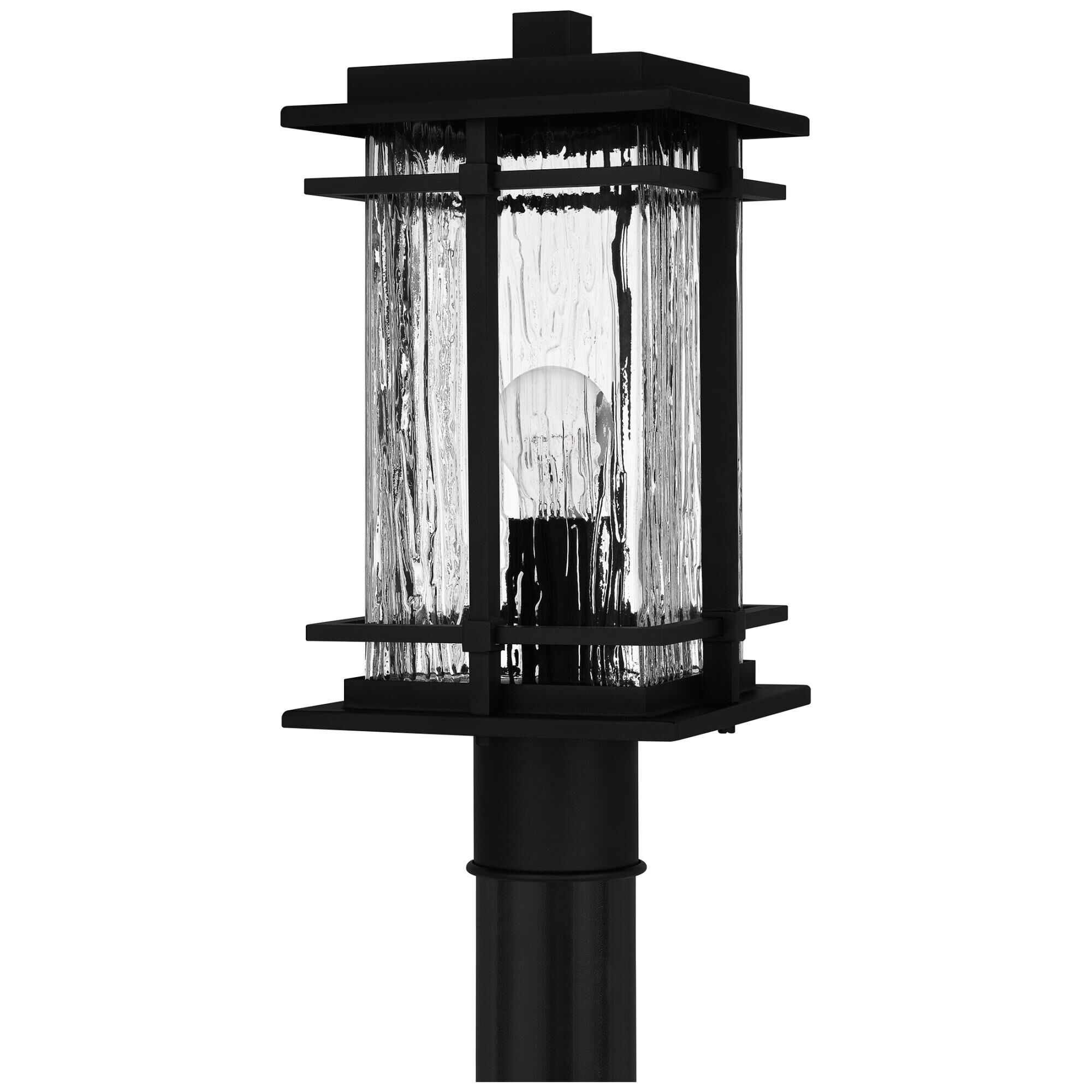 Shown in Earth Black finish and Clear Textured Glass shade