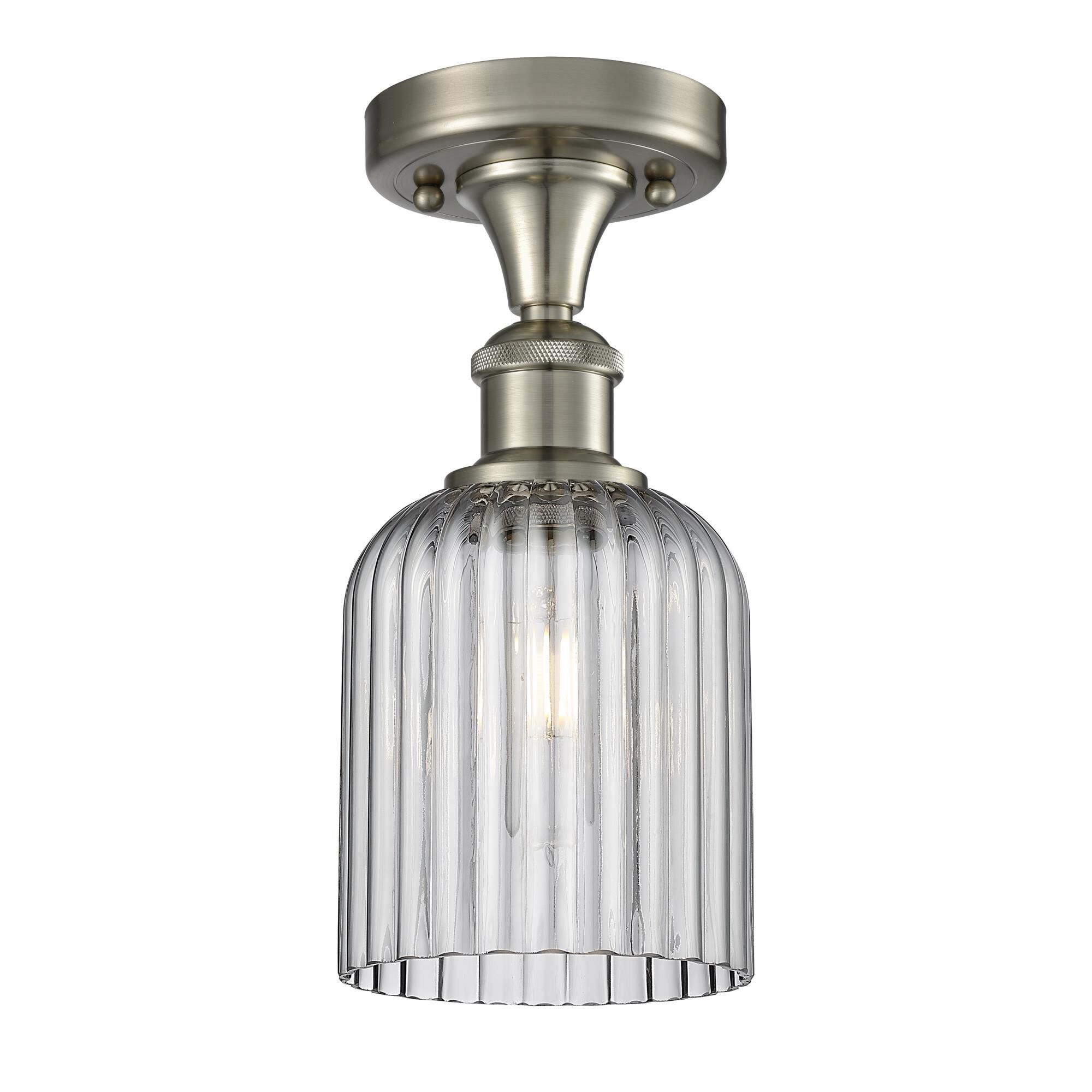 Shown in Satin Nickel finish and Light Smoke shade