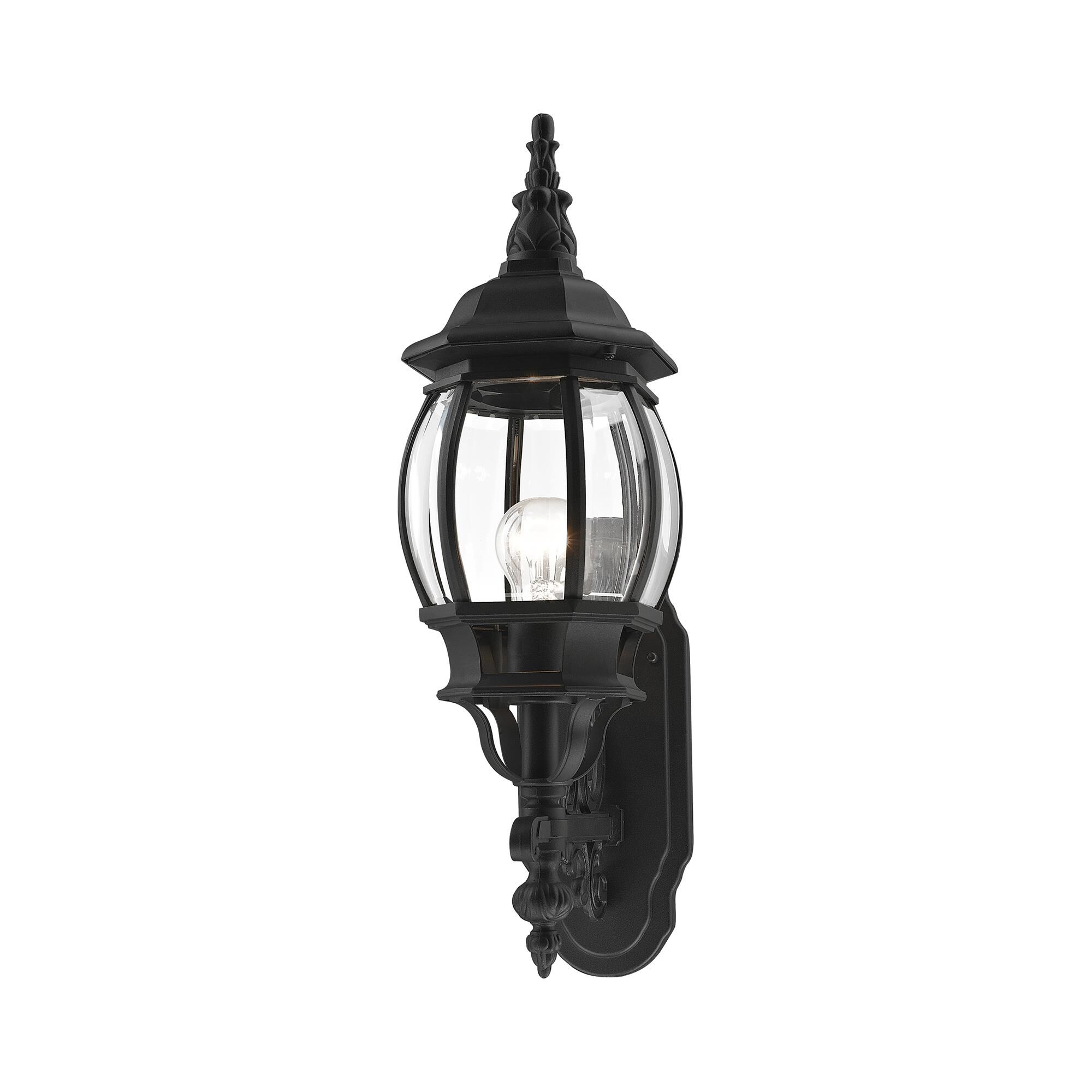 Shown in Textured Black finish and Clear Beveled glass and Clear Beveled Glass shade