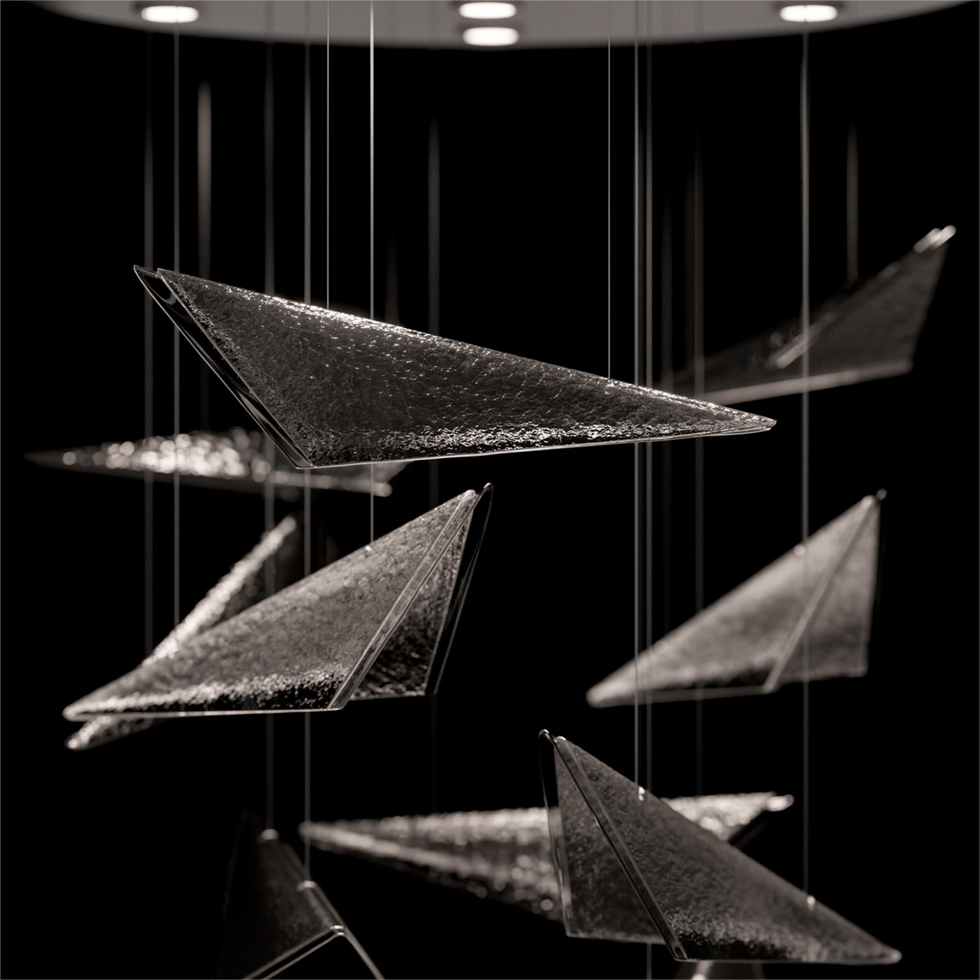 Shown in Silver finish and Smoke Hammered glass