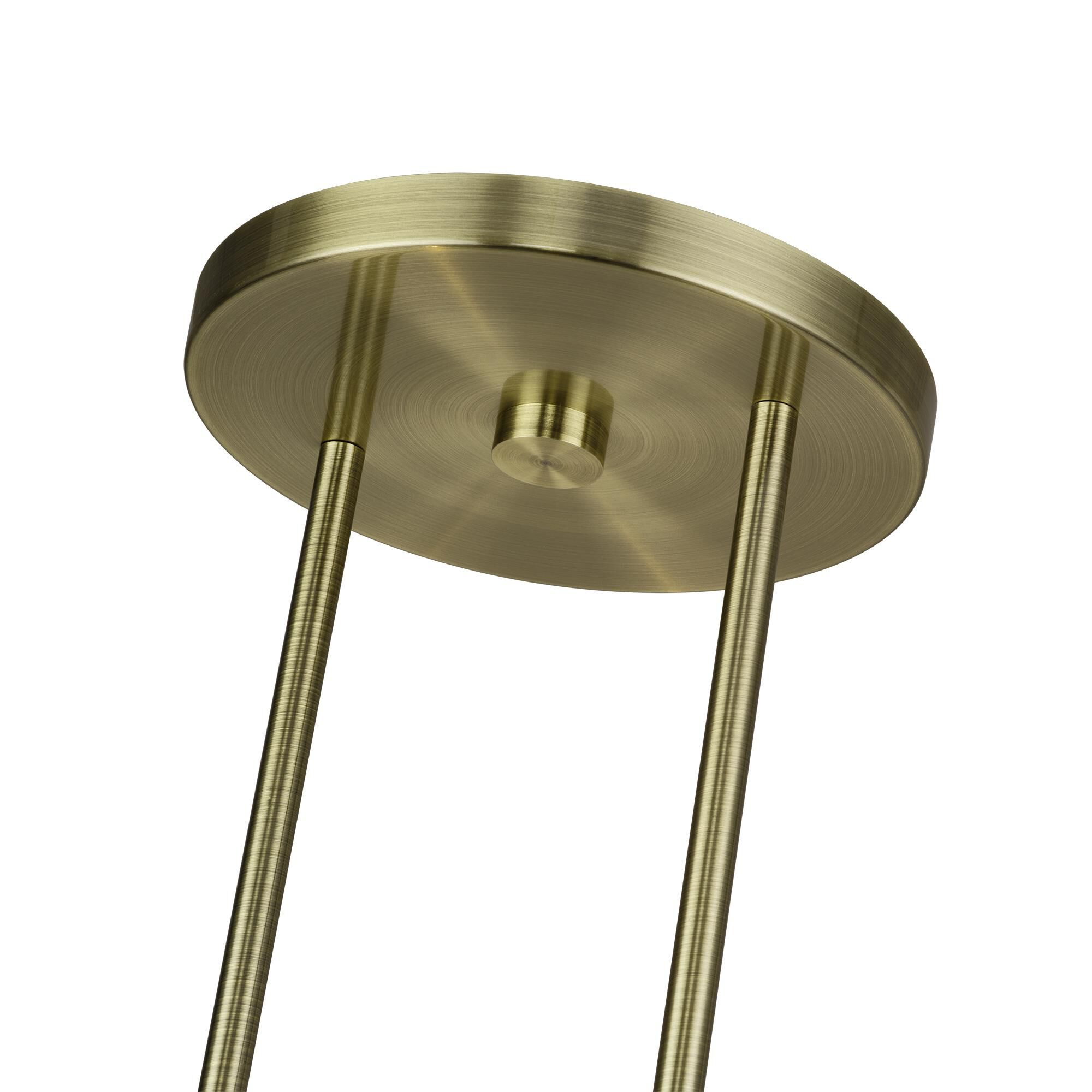 Shown in Antique Brass finish and Hand Crafted Off-White Fabric shade