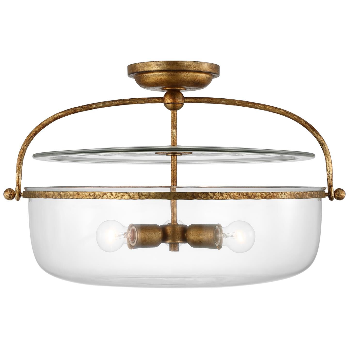 Shown in Gilded Iron finish and Clear glass