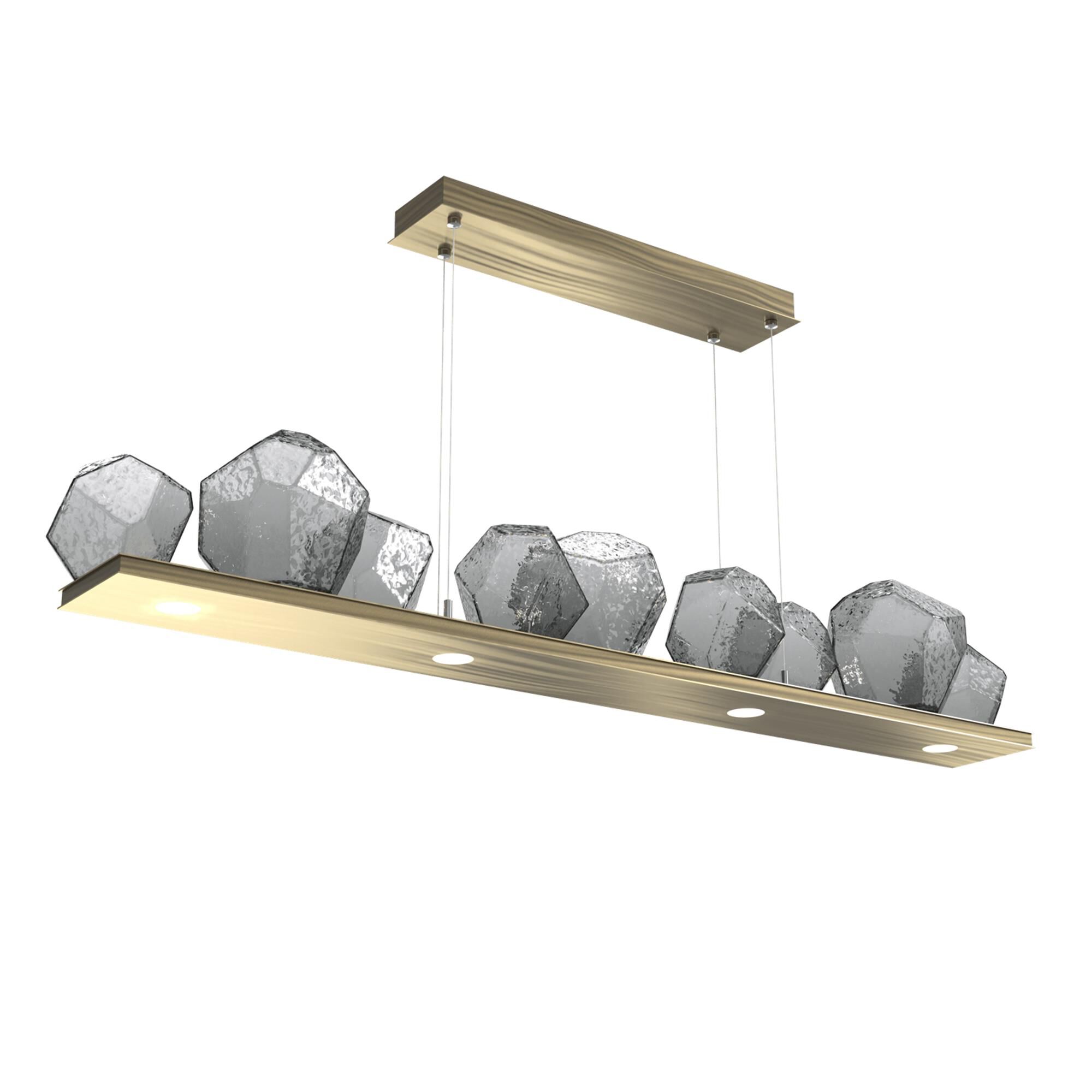 Shown in Heritage Brass finish and Smoke glass