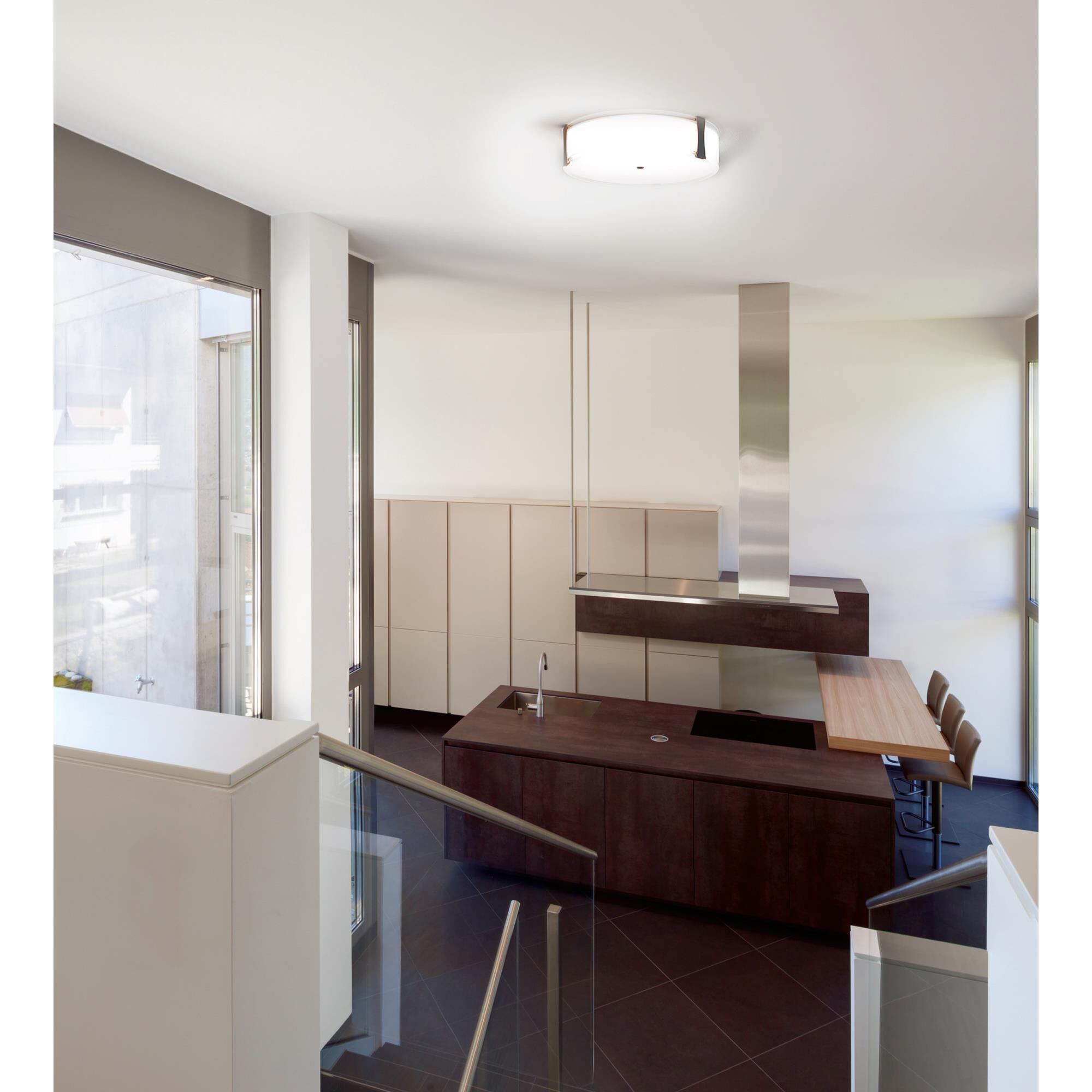 Shown in Brushed Steel  finish and Opal  glass