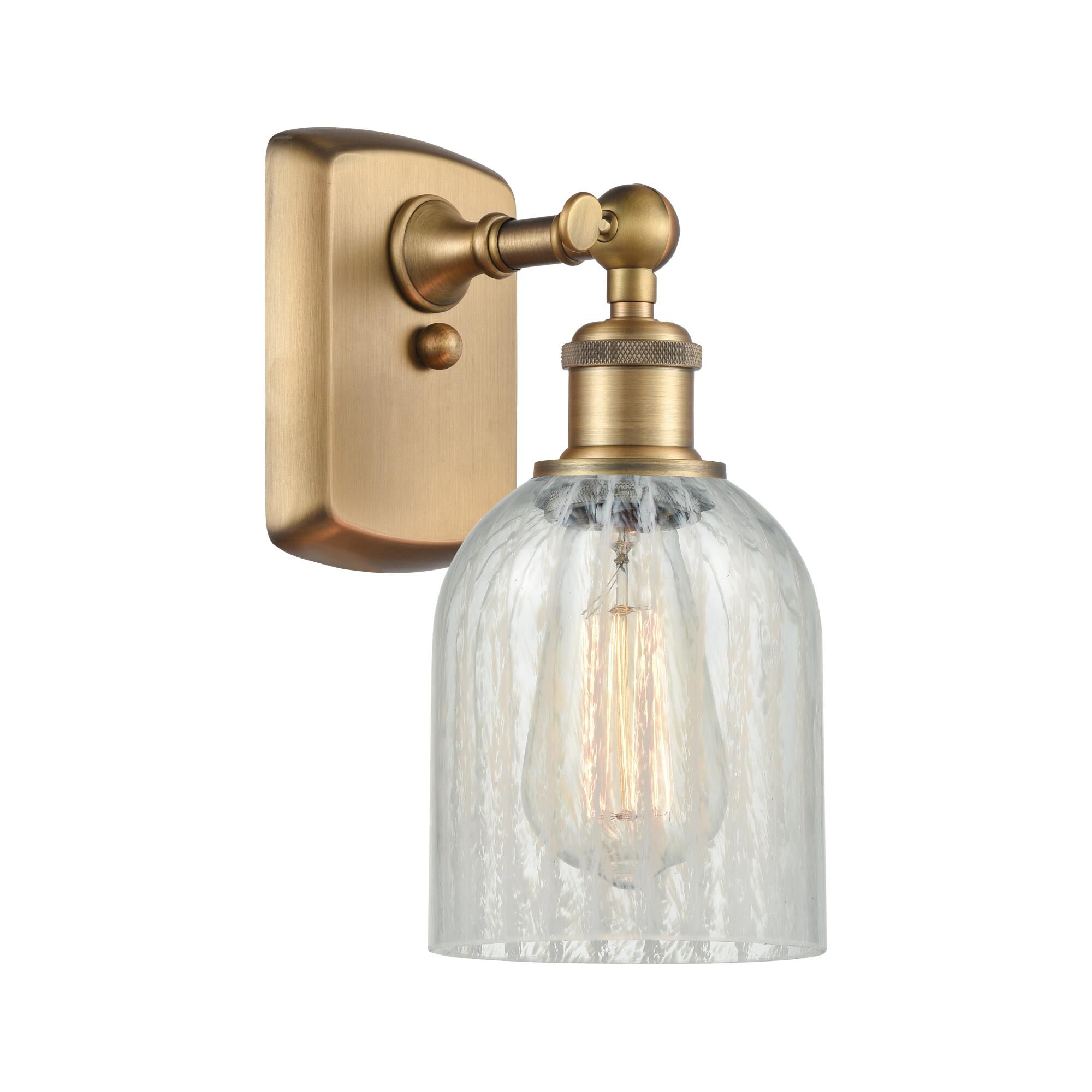 Shown in Brushed Brass finish and Bell glass and Glass shade