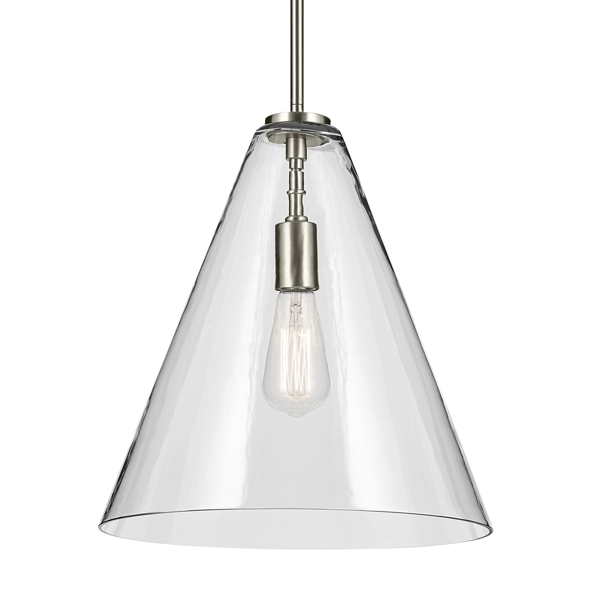 Shown in Brushed Nickel finish and Clear glass