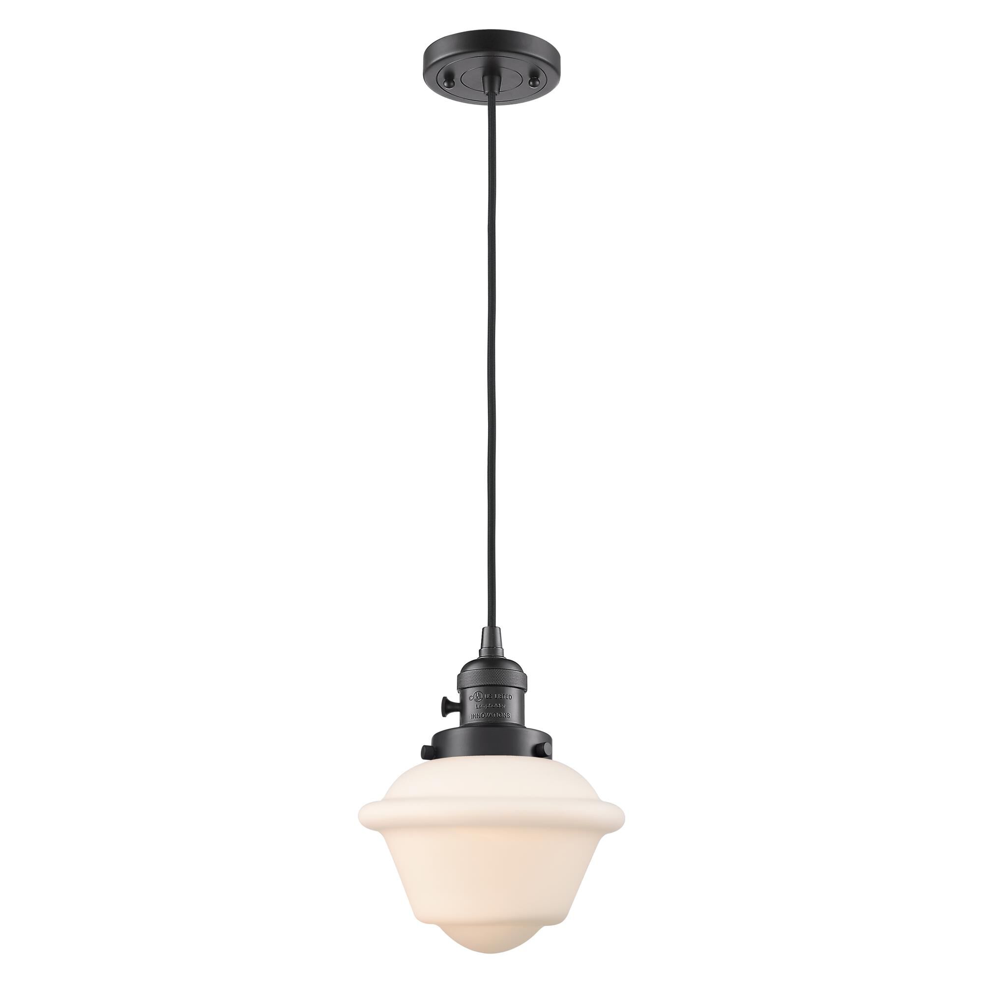 Shown in Oil Rubbed Bronze finish and Matte White Cased glass
