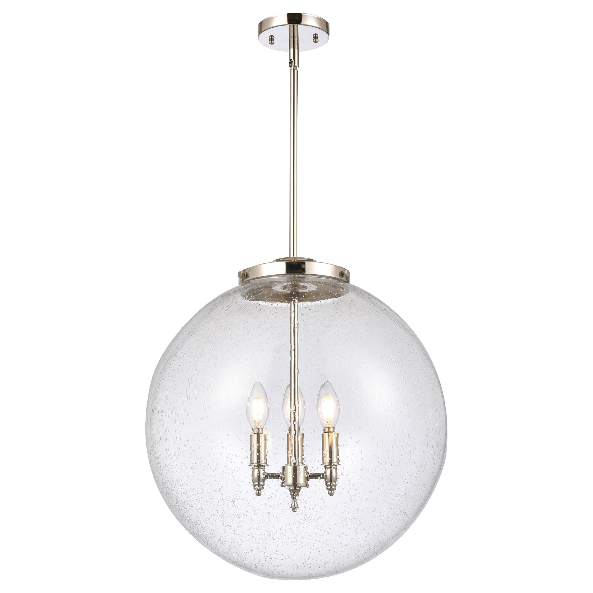 Shown in Polished Nickel finish and Seedy Beacon glass