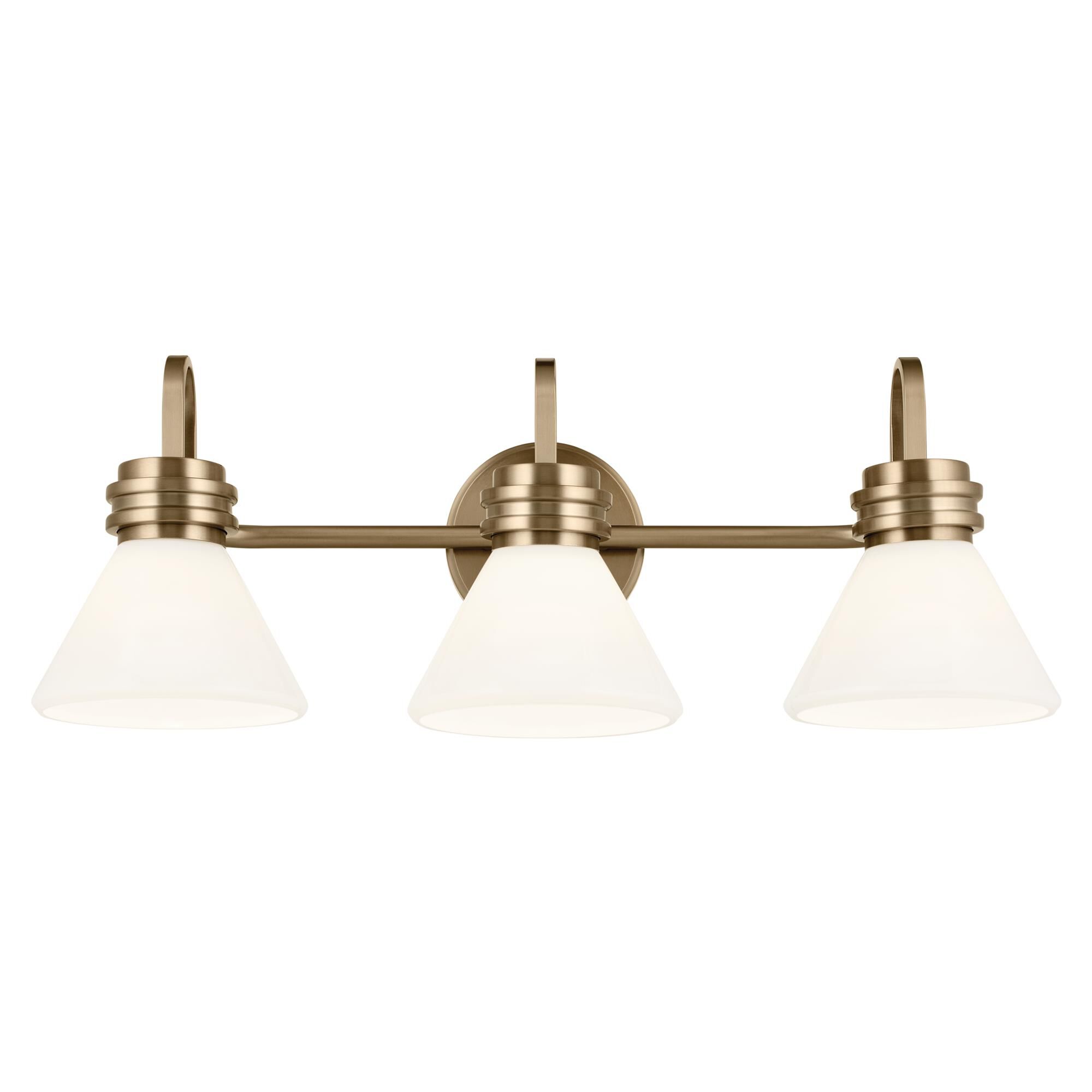 Shown in Champagne Bronze finish and Opal glass