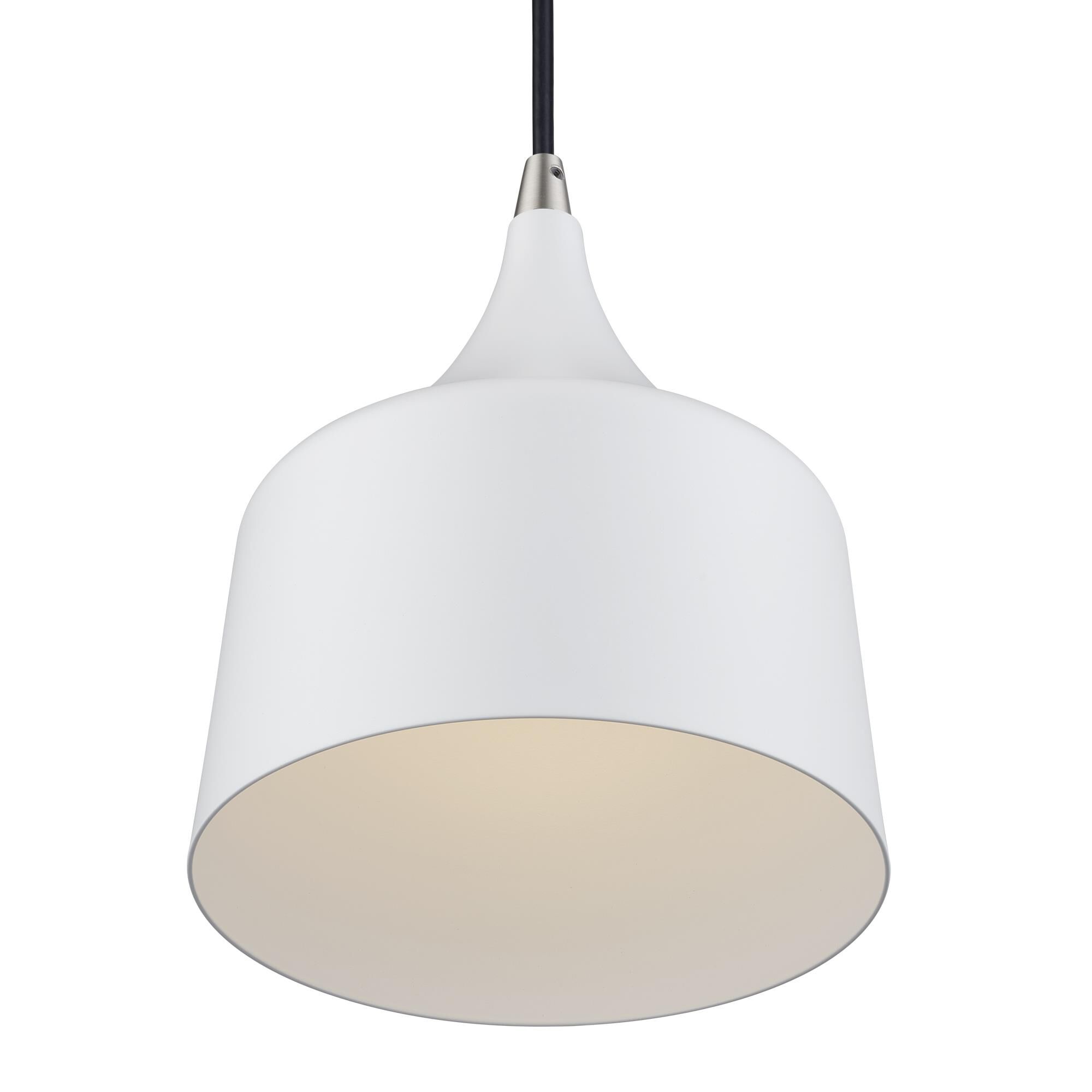 Shown in White with Brushed Nickel Accents finish and White Aluminum with White Inside shade