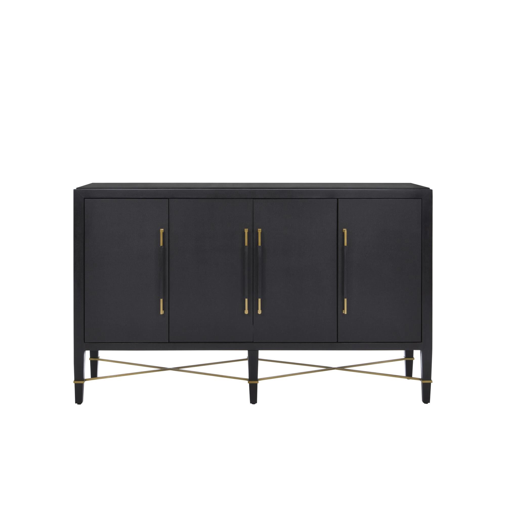 Shown in Black Lacquered Linen/Champagne Metal finish