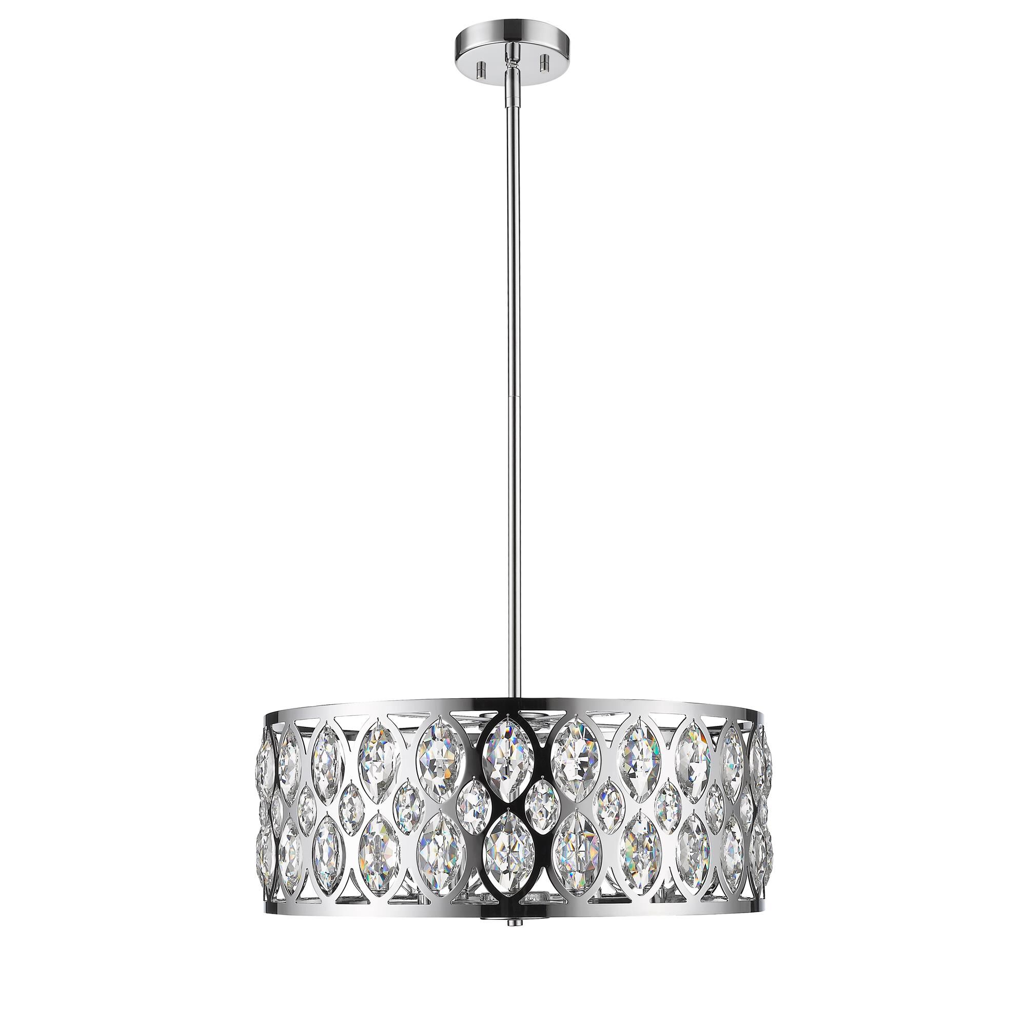 Shown in Chrome finish and Crystal glass and Crystal shade