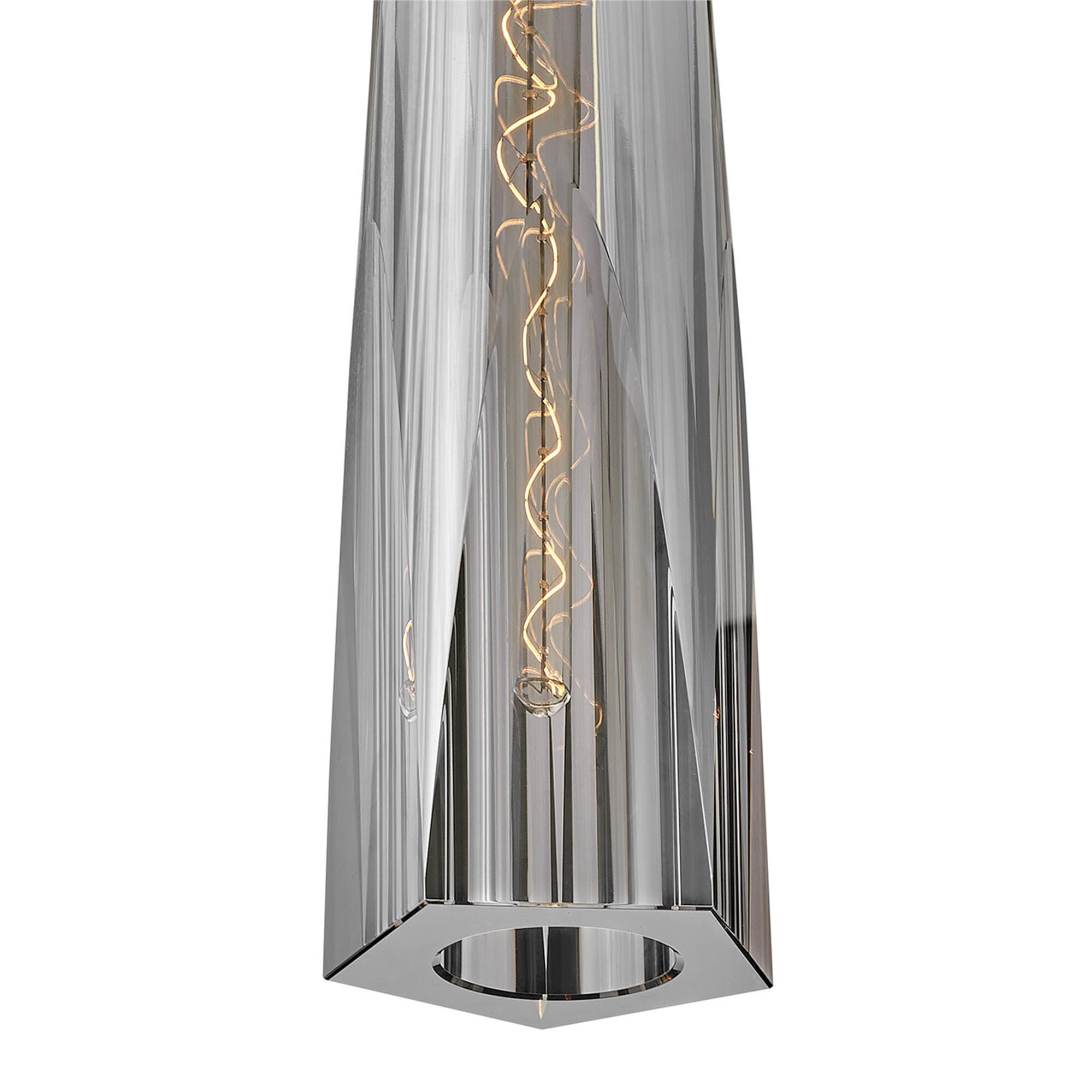 Shown in Heritage Brass finish and Smoked Crystal glass
