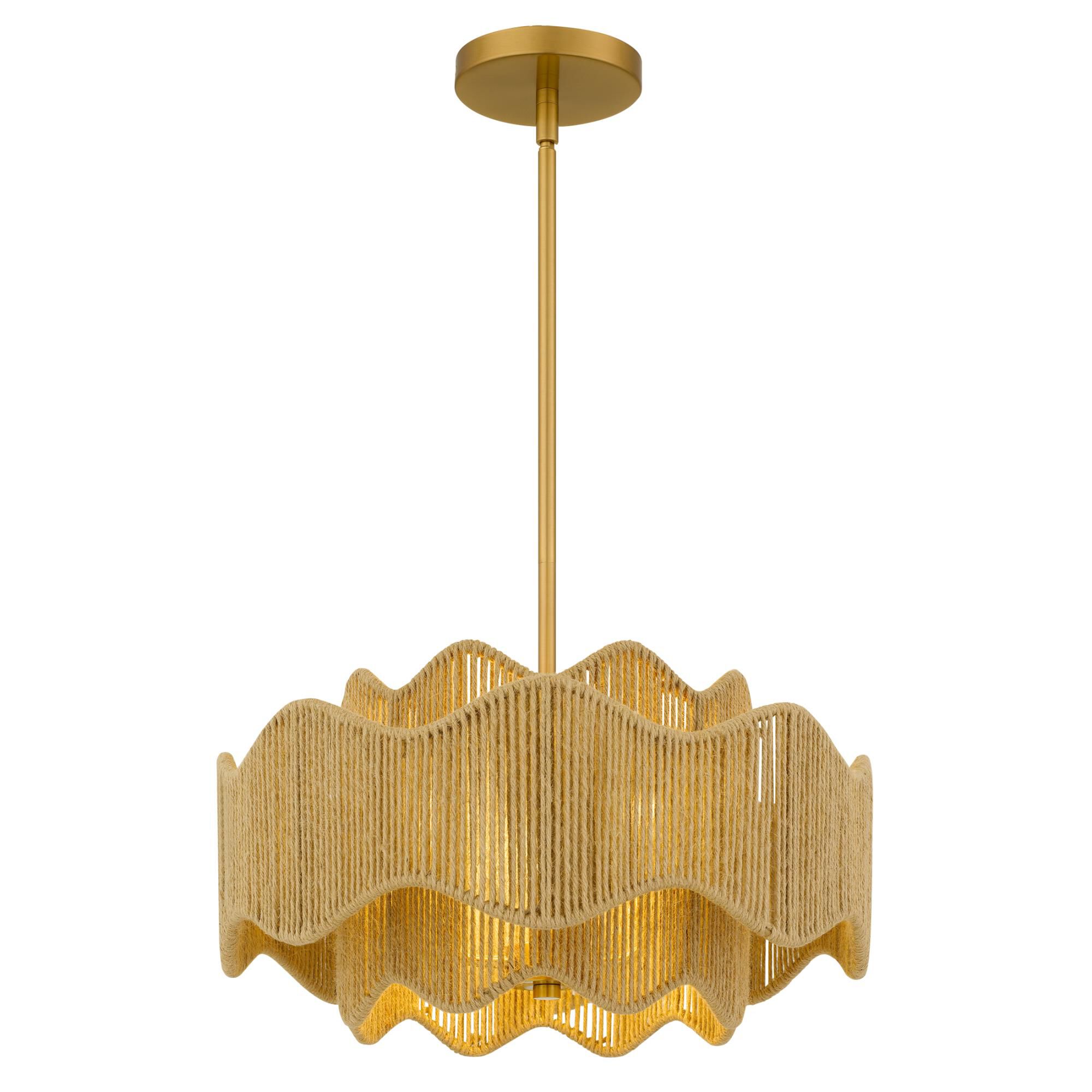 Shown in Brushed Gold finish and Rope shade