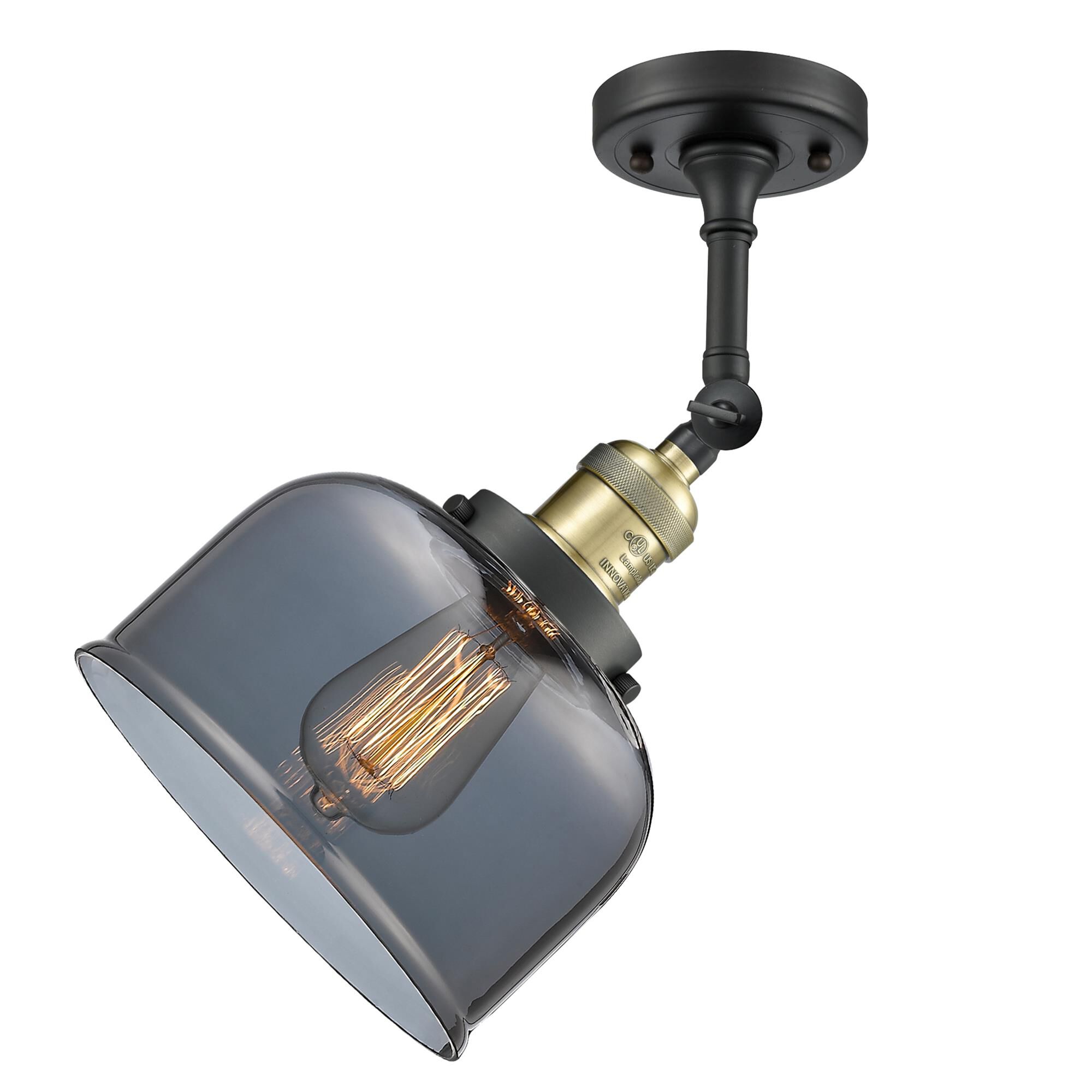 Shown in Black Antique Brass finish and Plated Smoked glass