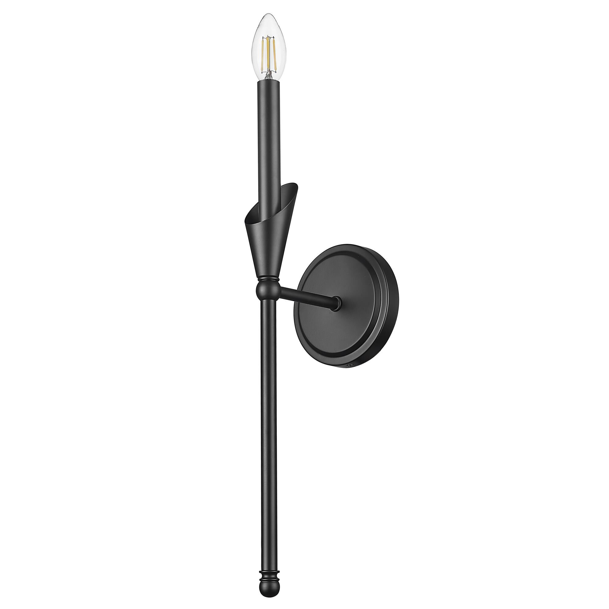 Shown in Matte Black finish and White glass and White shade