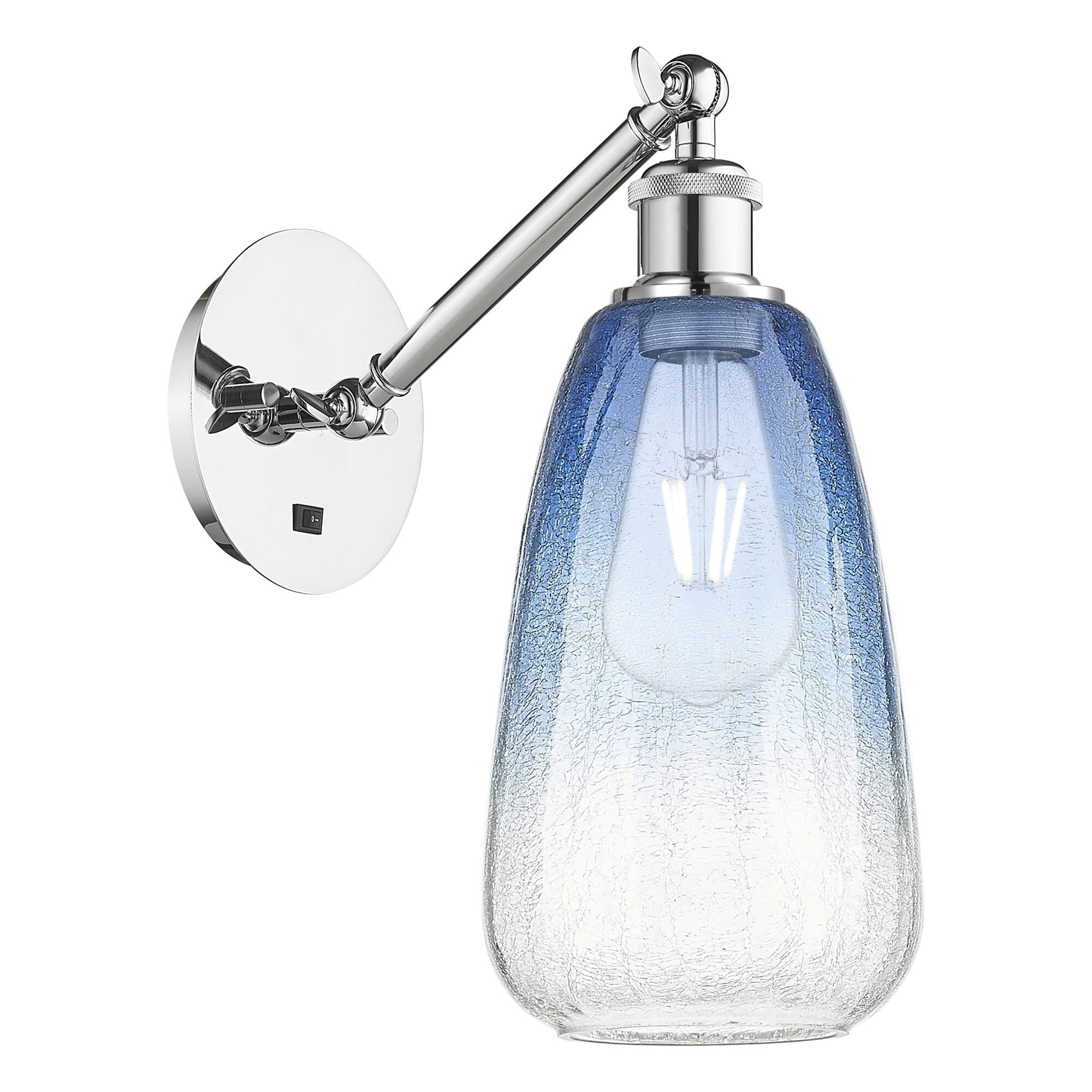 Shown in Polished Chrome finish and Sapphire Blue glass