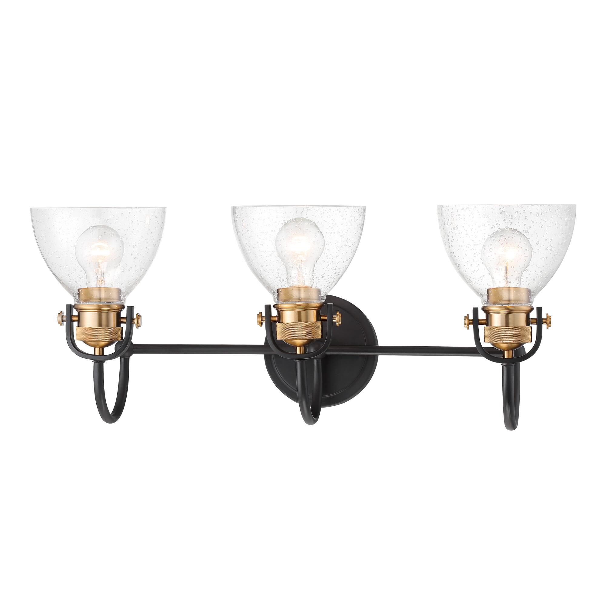Shown in Painted Bronze W/Natural Brush finish and Clear Seedy glass