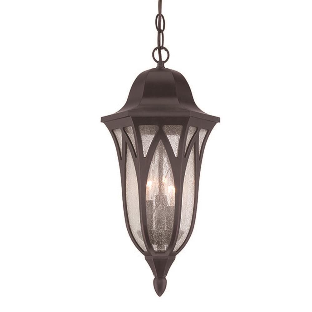Shown in Oil Rubbed Bronze finish and Clear glass and Clear Seeded Glass Panes shade