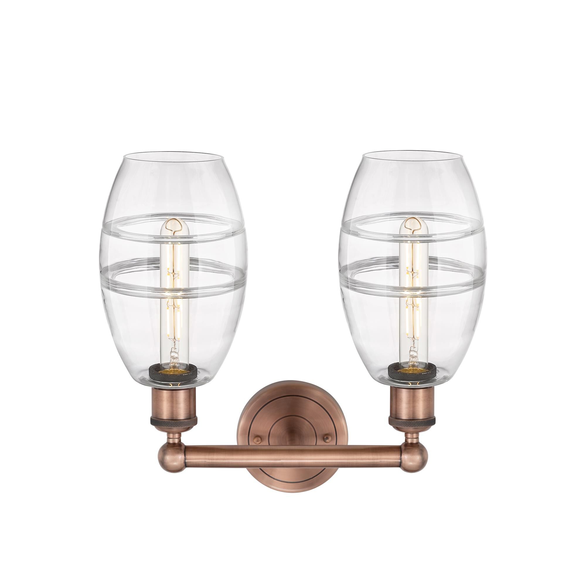 Shown in Antique Copper finish and Clear glass