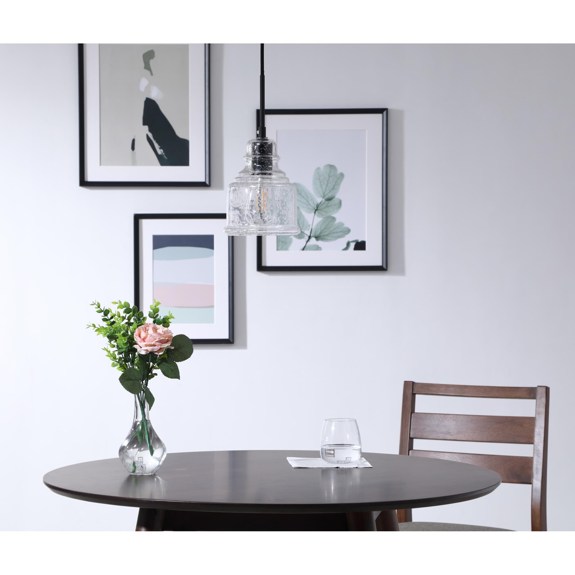 Shown in Black finish and Clear Bubble  glass