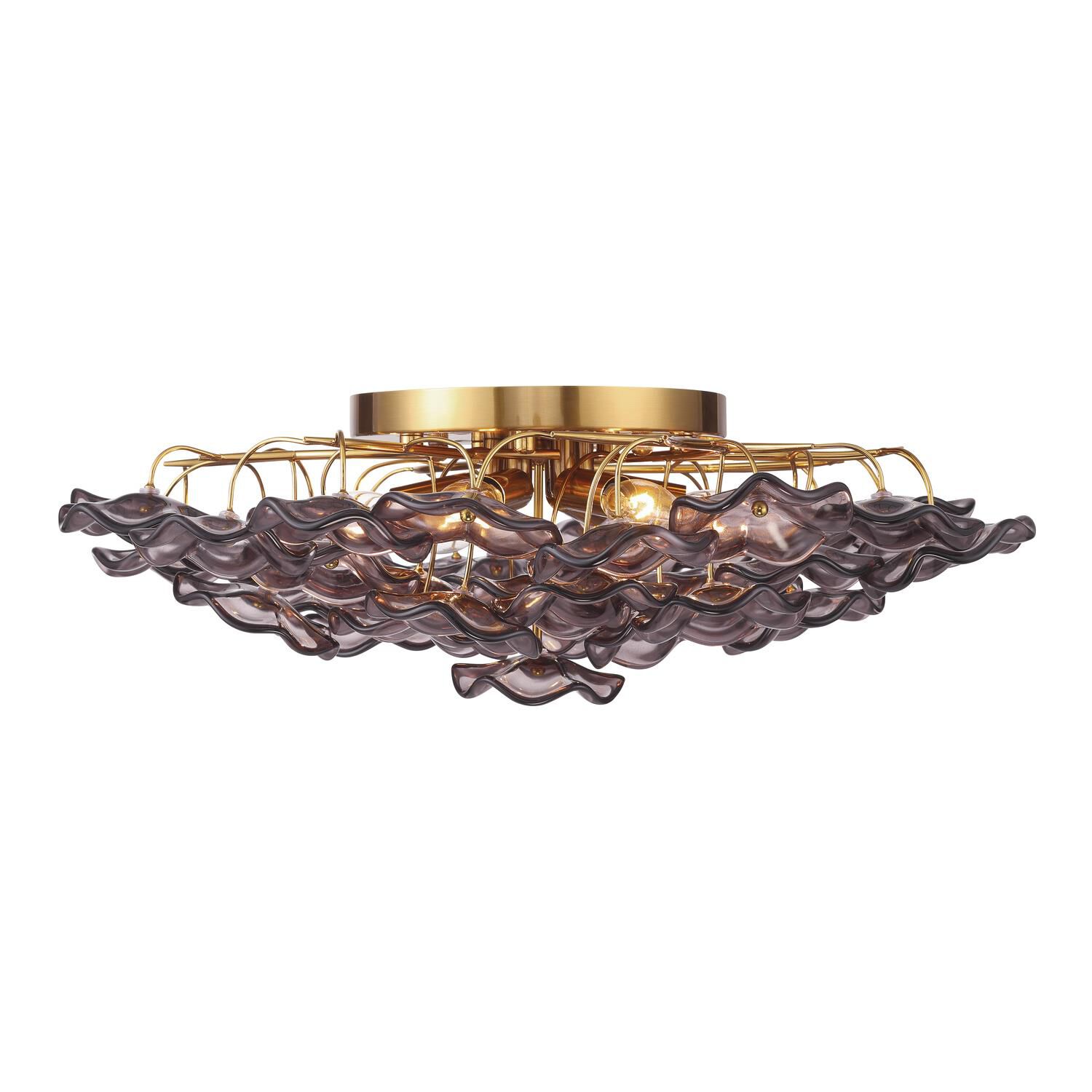 Shown in Aged Brass finish and Floral Glass Petals crystal