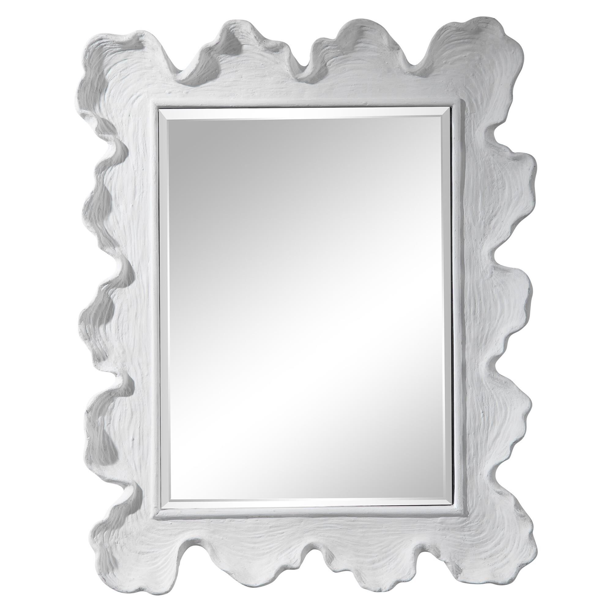 Shown in Reminiscent Of White Coral, This Mirror Showcases A Contemporary Coastal Design. The Organic Shaped  finish