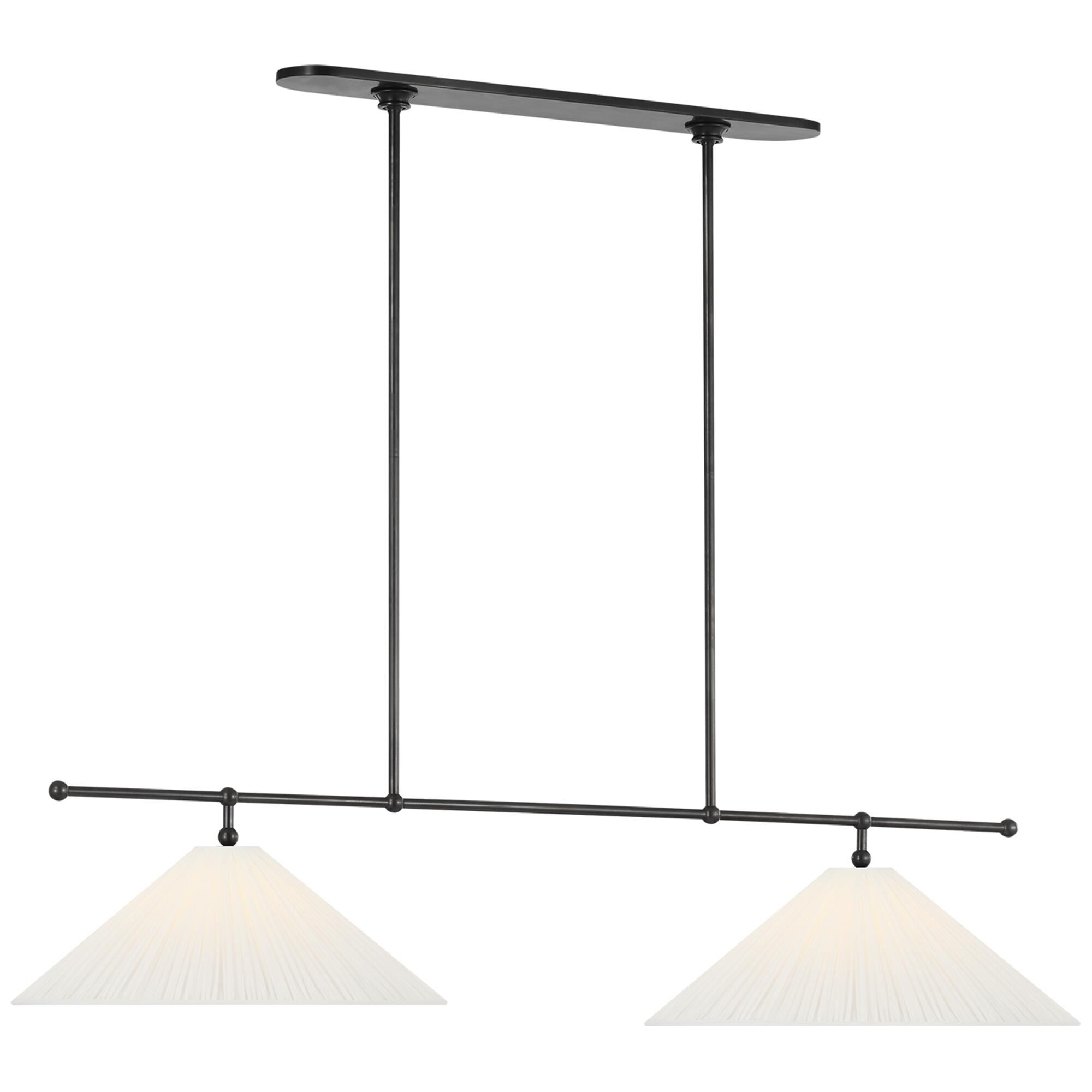 Shown in Bronze finish and Silk Pleated shade