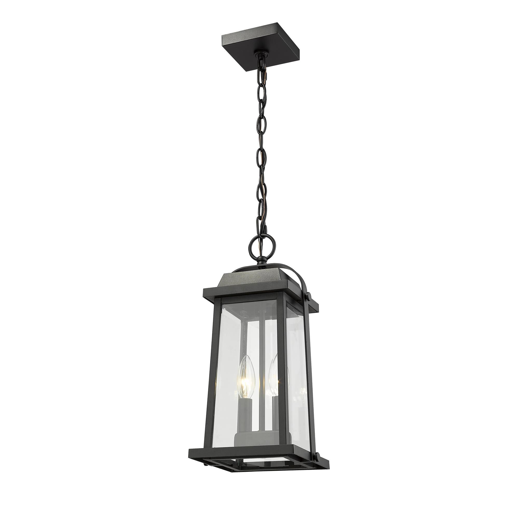 Shown in Black finish and Glass shade