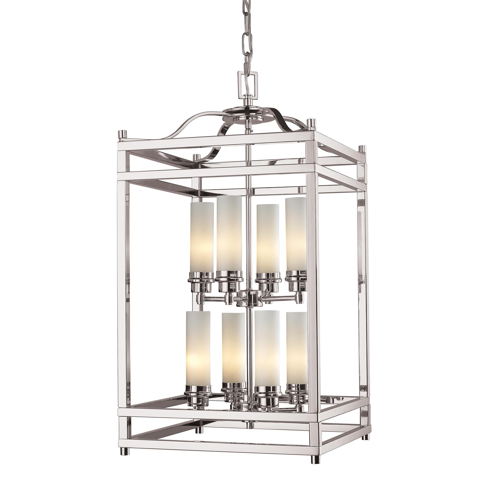 Shown in Brushed Nickel finish and Glass shade