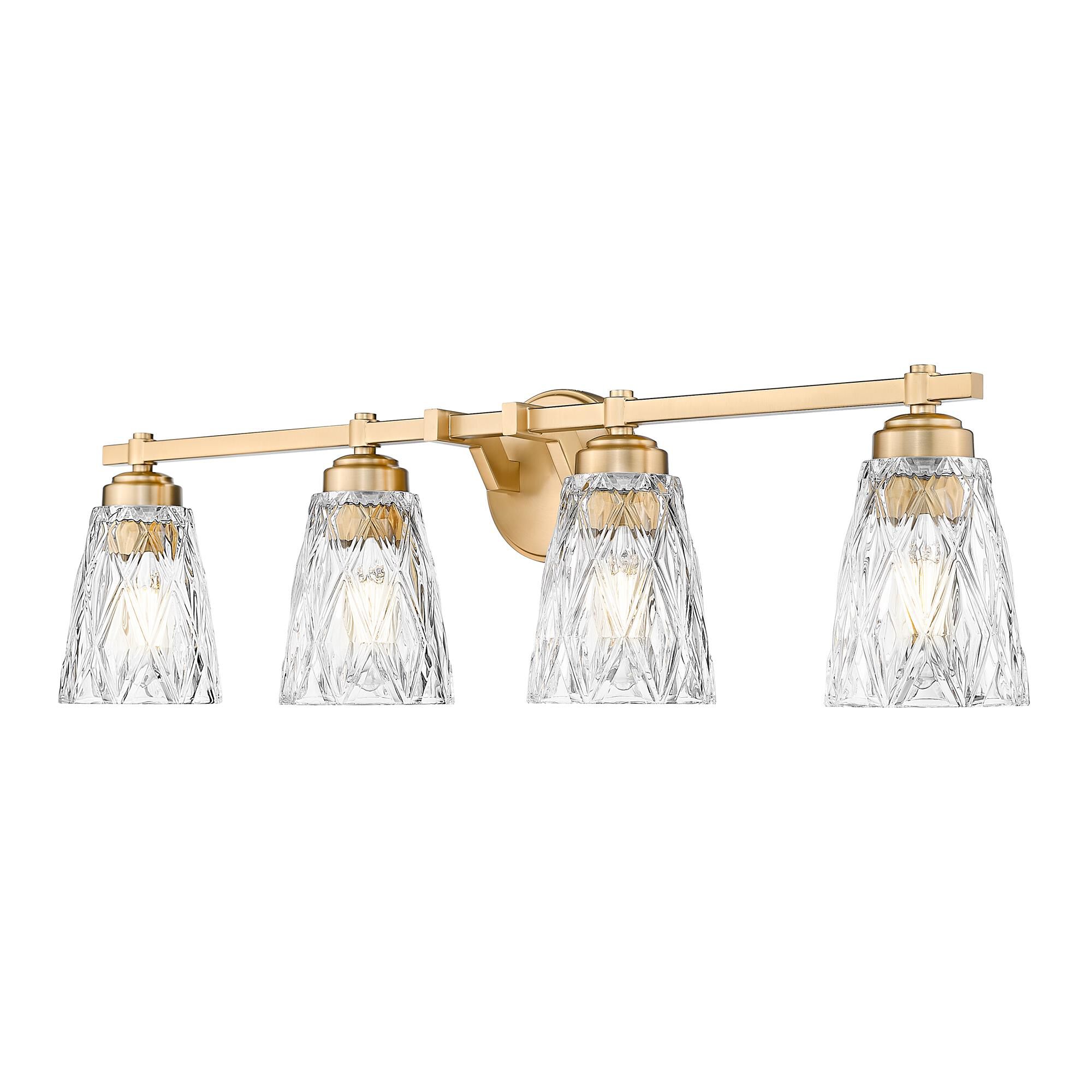 Shown in Modern Gold finish and Clear glass