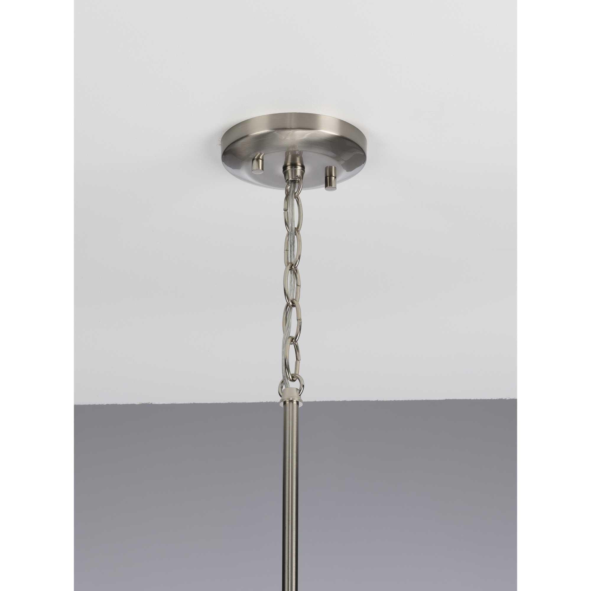 Shown in Brushed Nickel finish and Summer Linen Shade glass