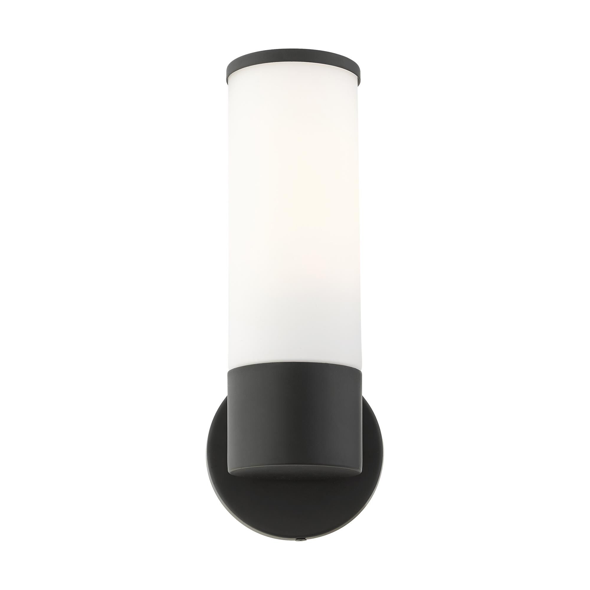 Shown in Black finish and Satin Opal White glass