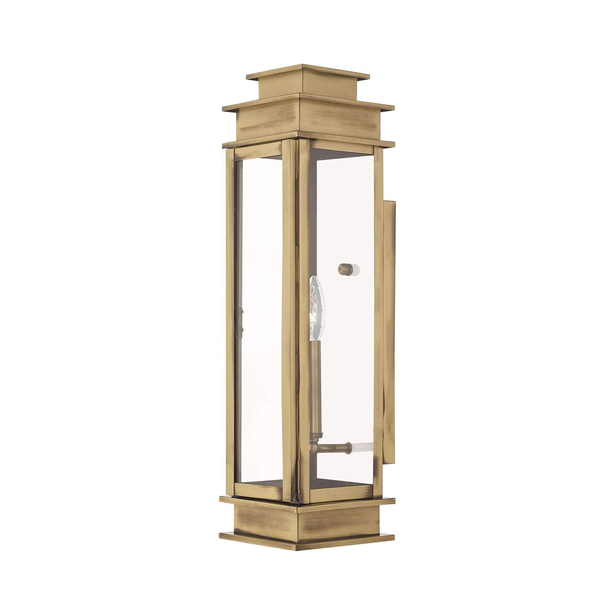 Shown in Antique Brass finish and Clear glass