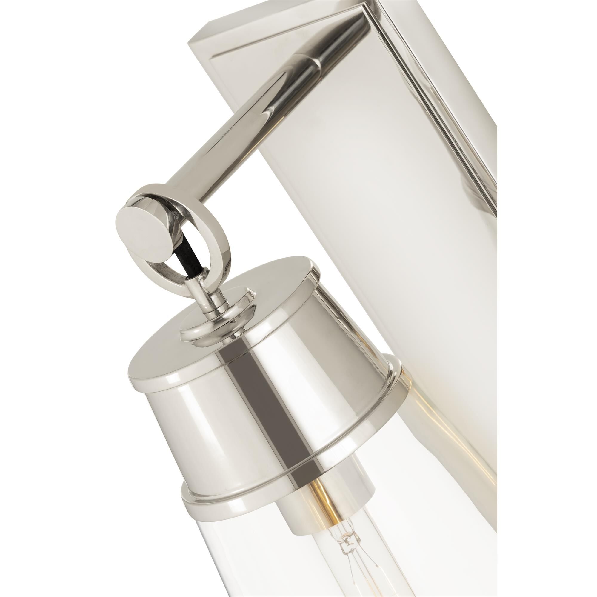 Shown in Polished Nickel finish and Glass shade
