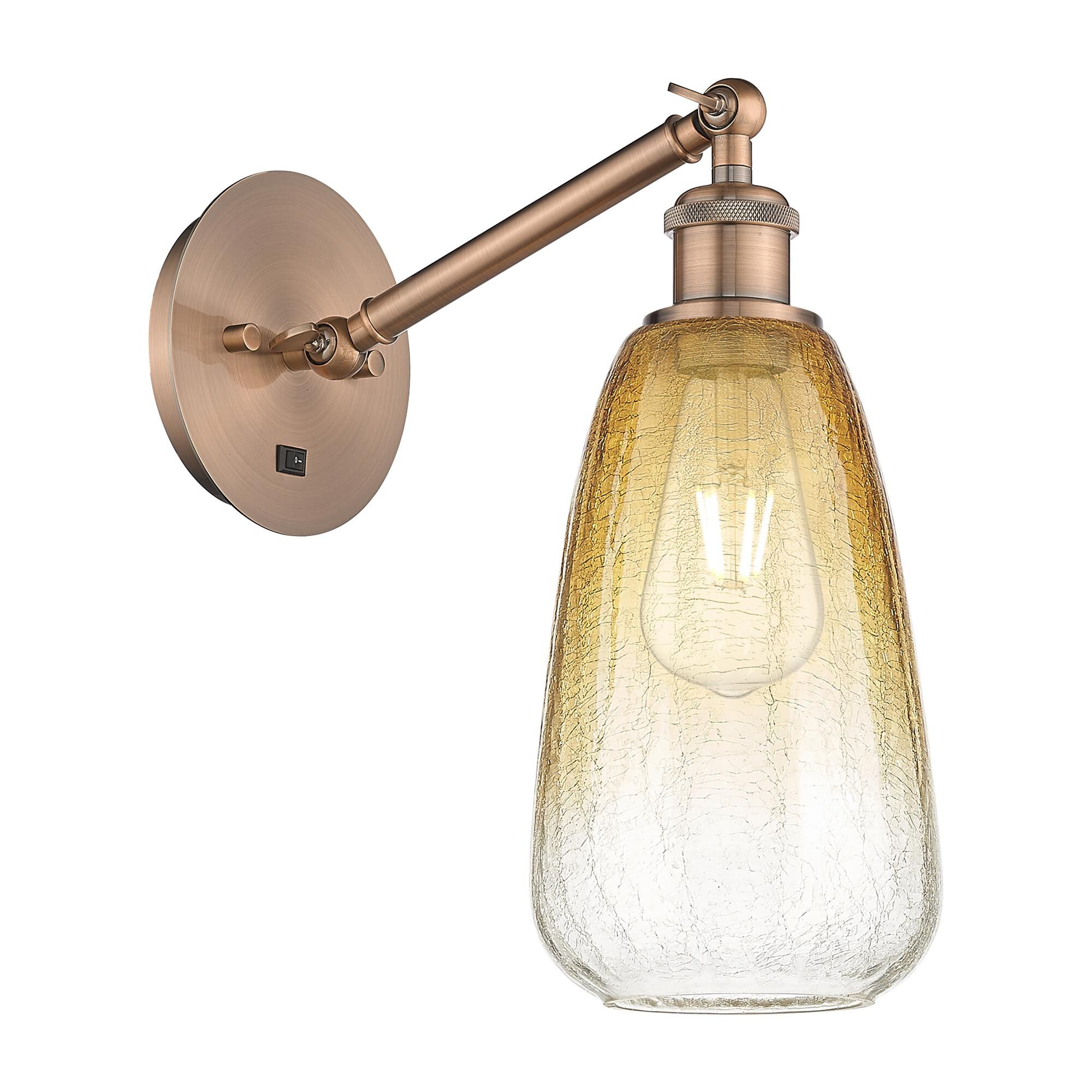 Shown in Antique Copper finish and Amber glass
