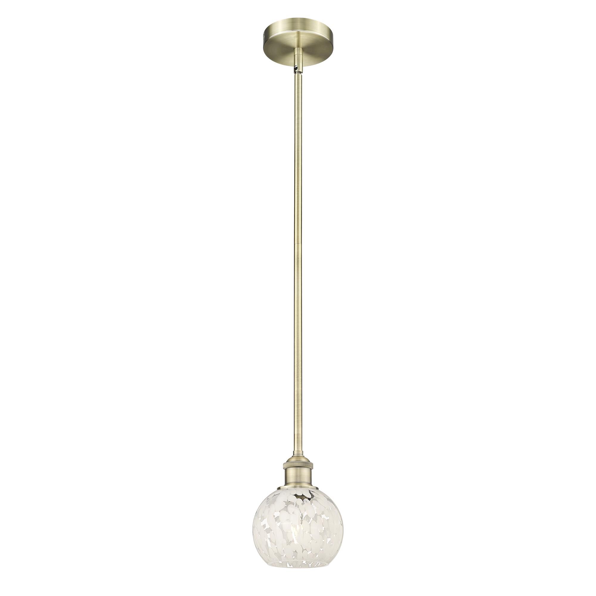 Shown in Antique Brass finish and White Mouchette glass