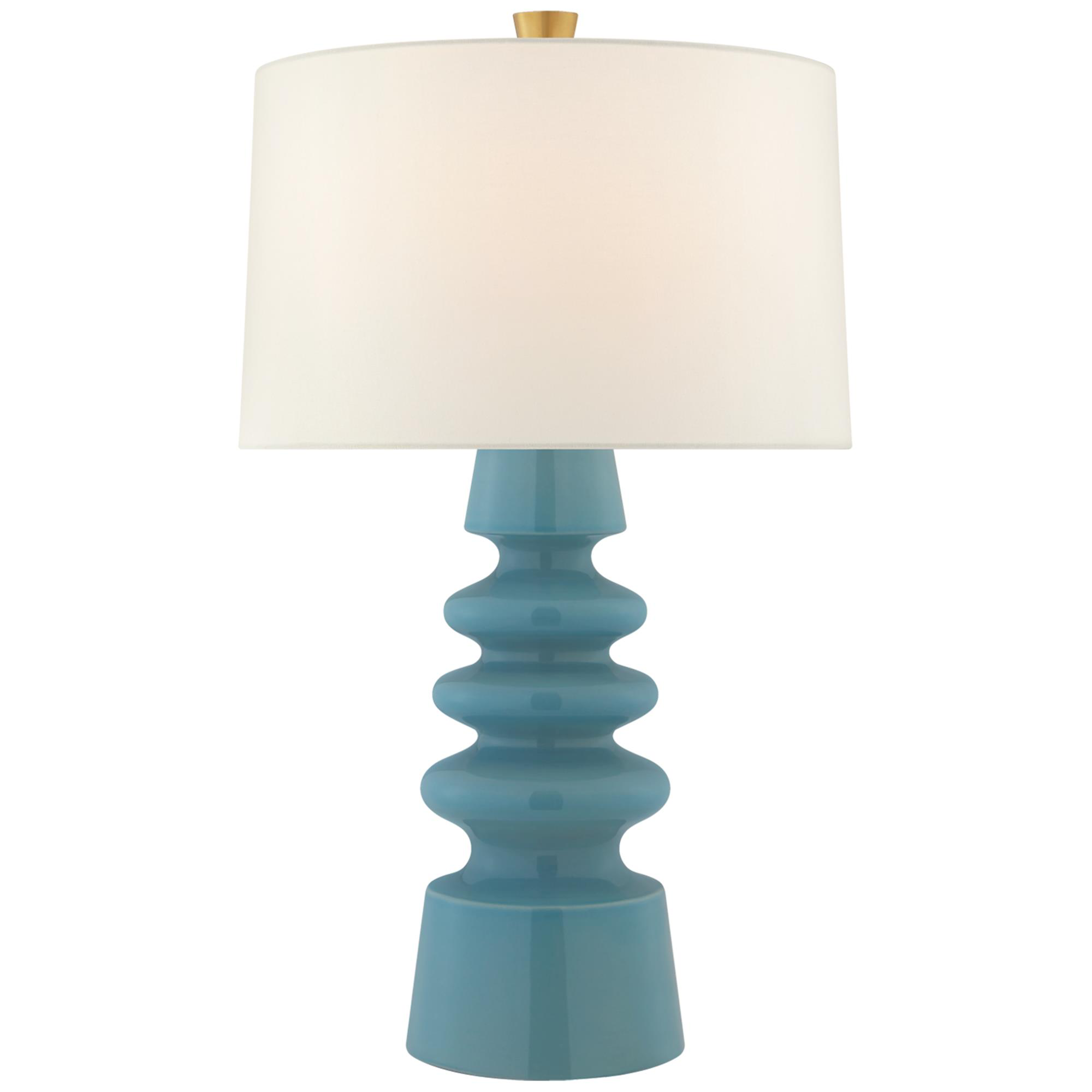 Shown in Blue Jade finish and Linen shade
