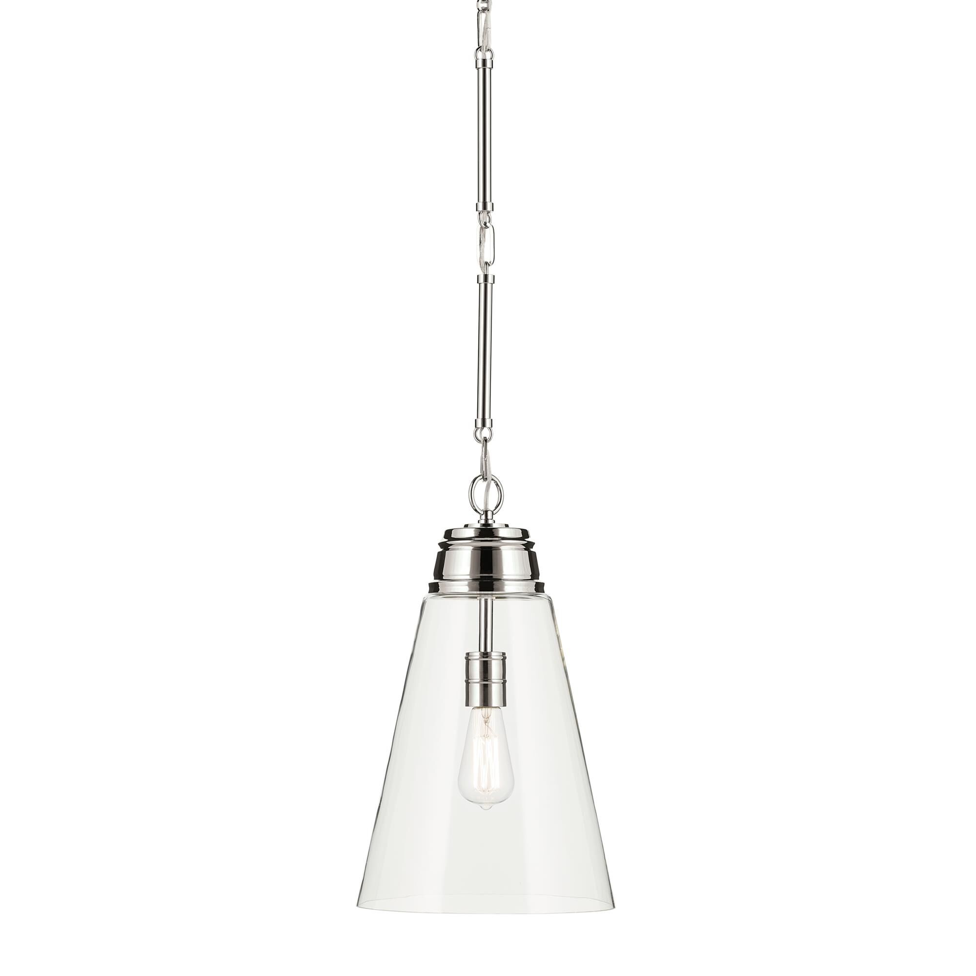 Shown in Polished Nickel finish and Clear glass