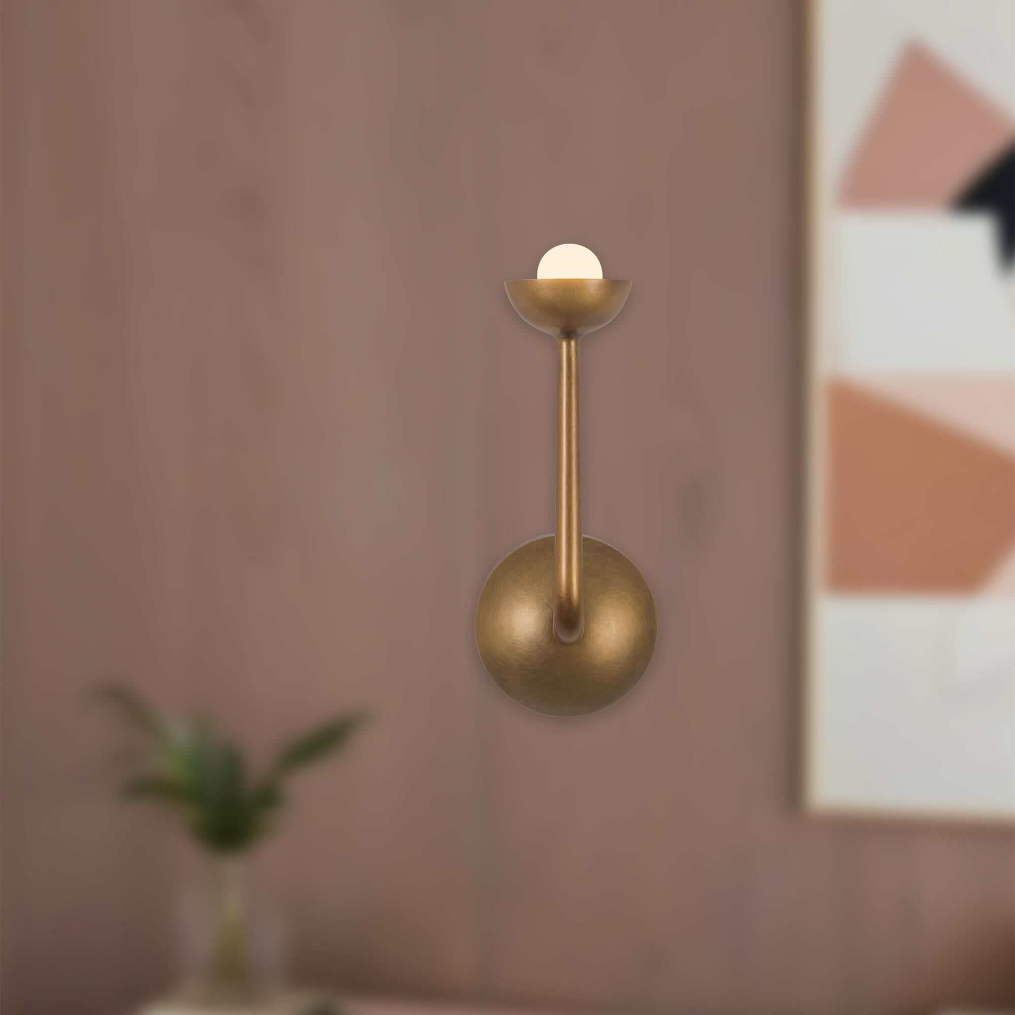 Shown in Vintage Brass finish and Frosted glass