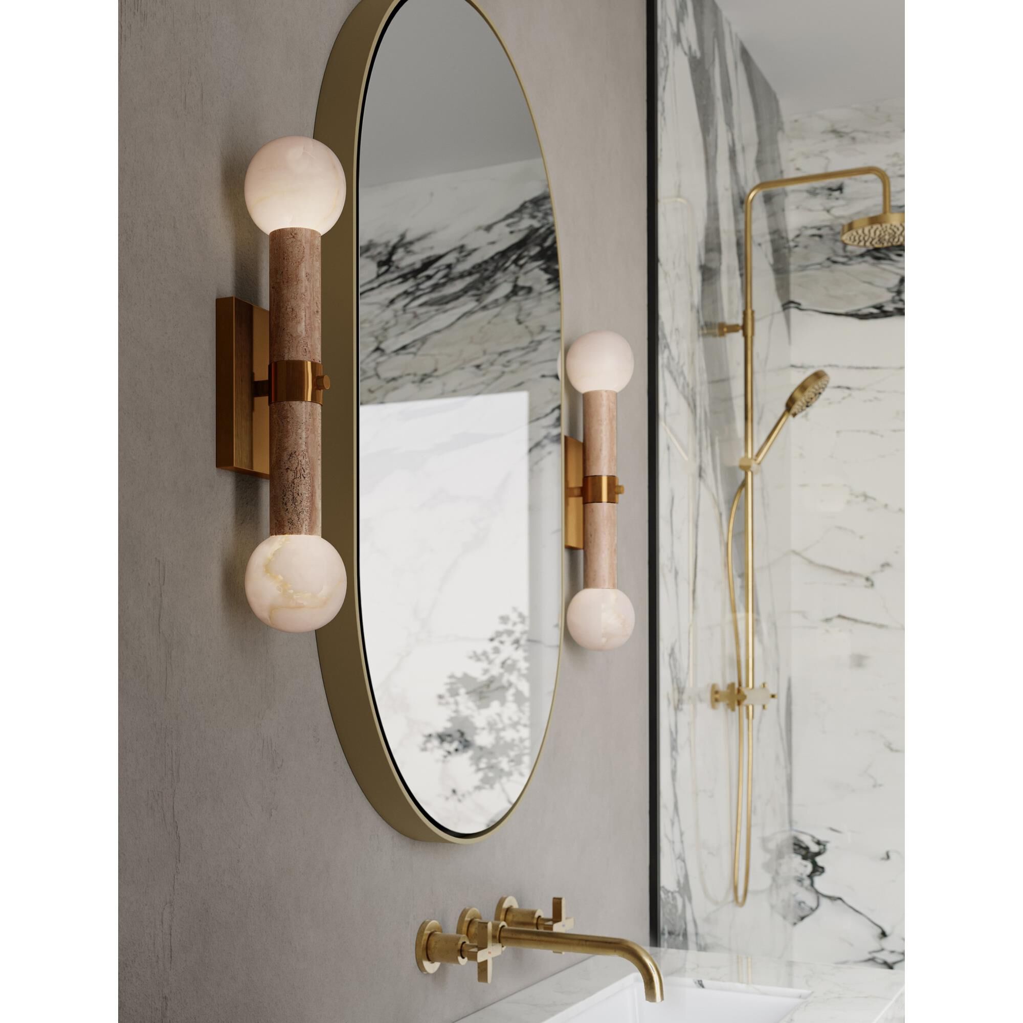 Shown in Beige, Antique Brass and White finish