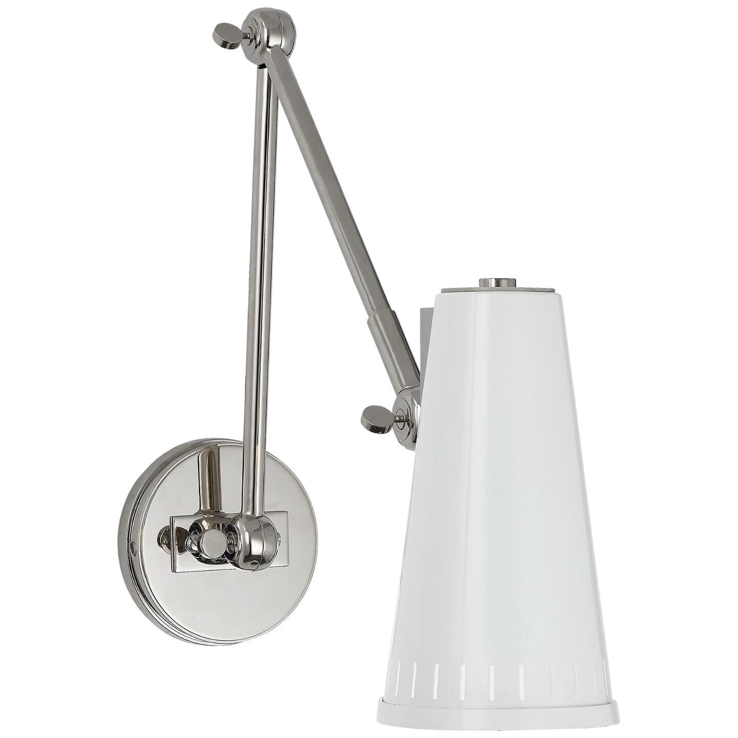 Shown in Polished Nickel finish and Antique White shade